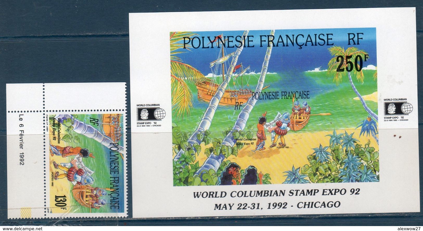 Polinesia Francese 1992 -- 500 ° Colombo --- Yvert 409 + BF 20 **MNH /VF - Christoph Kolumbus