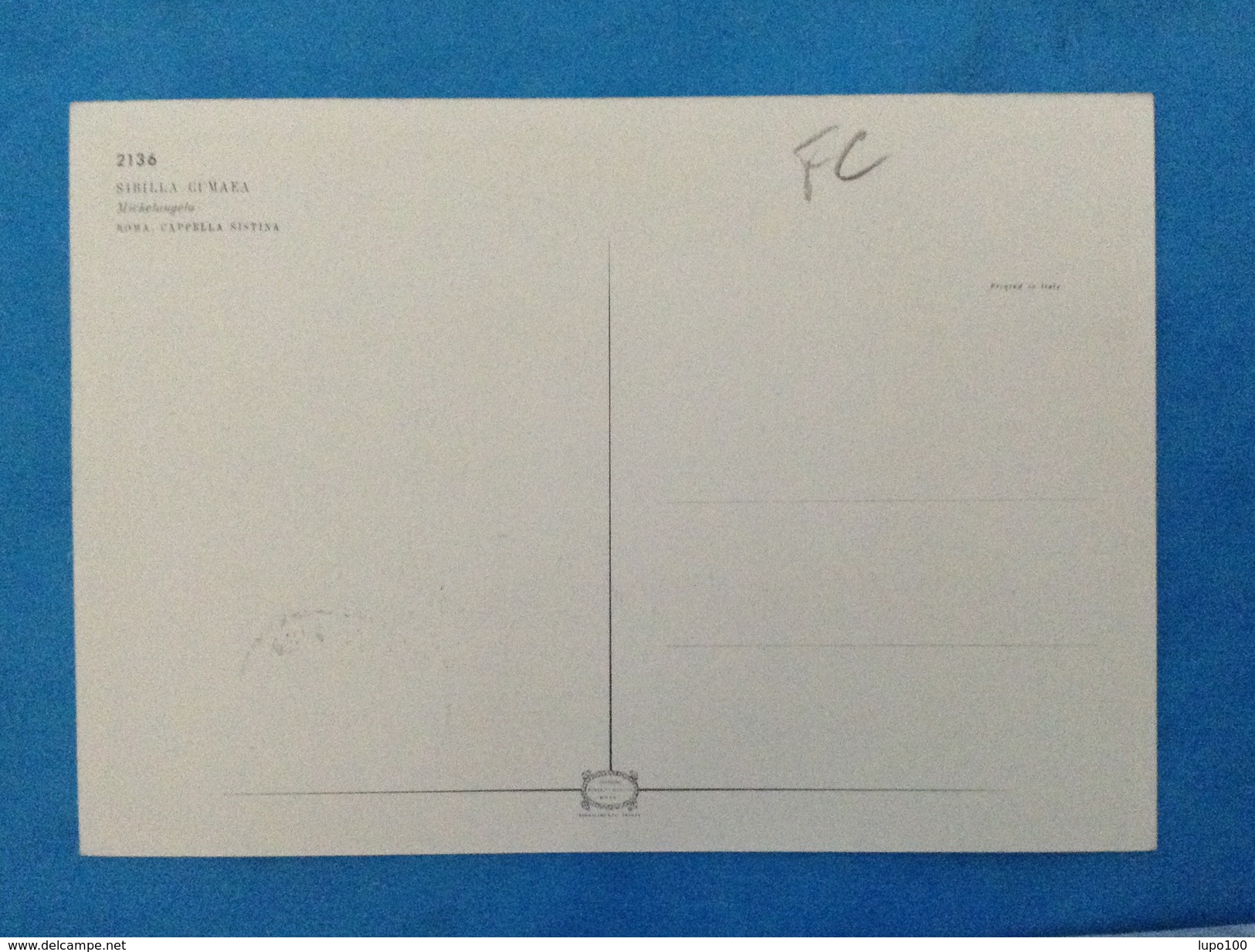 CARTOLINA FORMATO GRANDE MICHELANGELO SIBILLA CUMAEA CAPPELLA SISTINA - CON FRANCOBOLLO BURUNDI - Pittura & Quadri