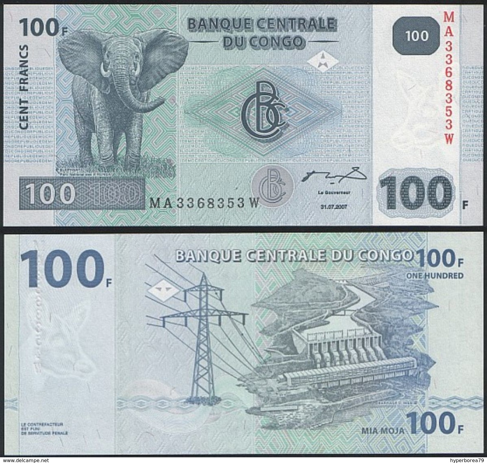 Congo DEALER LOT ( 5 Pcs ) P 98 - 100 Francs 31.7.2007 - UNC - República Democrática Del Congo & Zaire