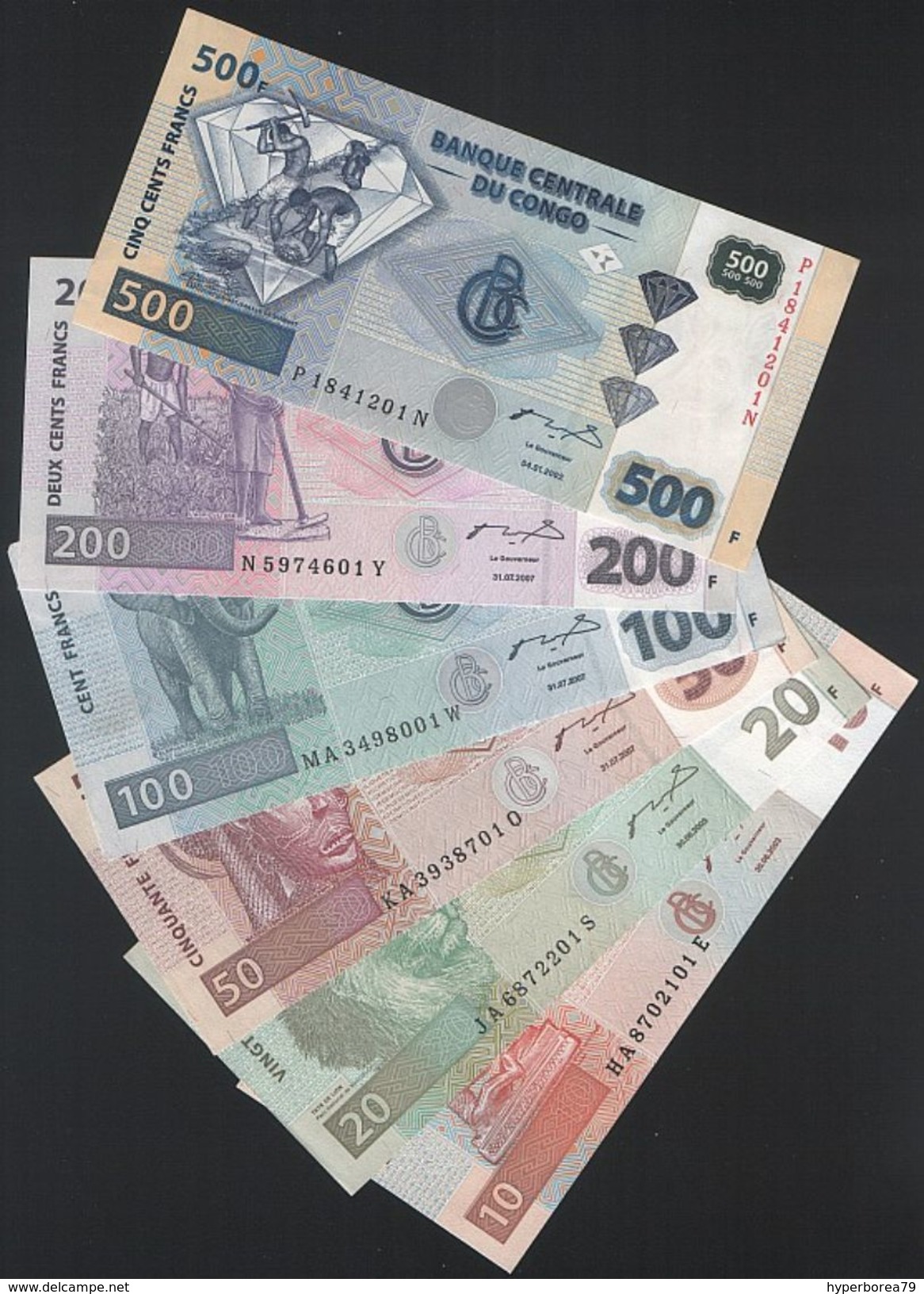 Congo SET - 10 20 50 100 200 500 Francs 2002 2003 2007 - UNC - República Democrática Del Congo & Zaire
