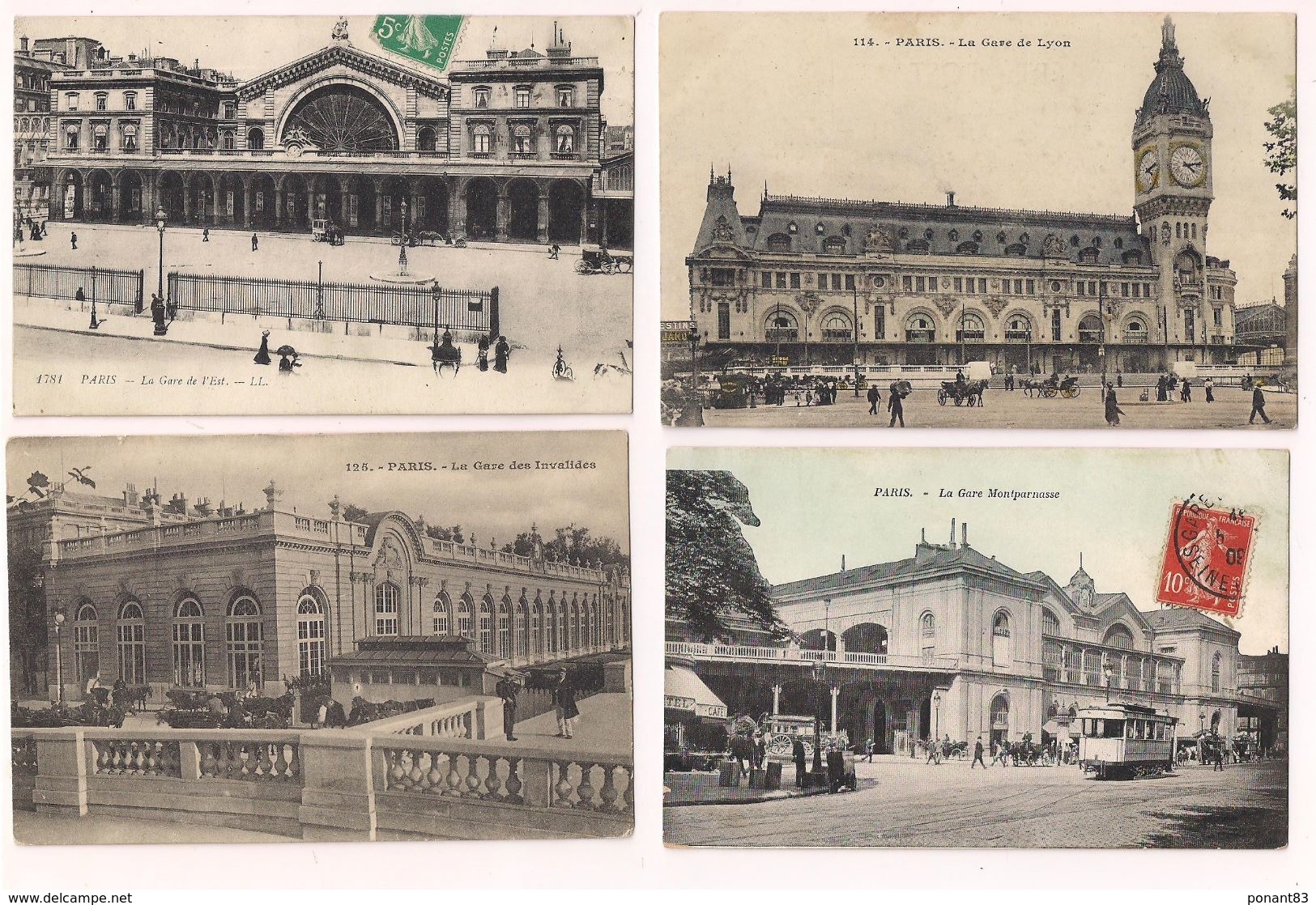 Les Gares De Paris En 1900 ; Est, Invalides, Lyon, Montparnasse, Nord, Quai D'Orsay Et Saint-Lazarre - 7 Cartes - - Métro Parisien, Gares