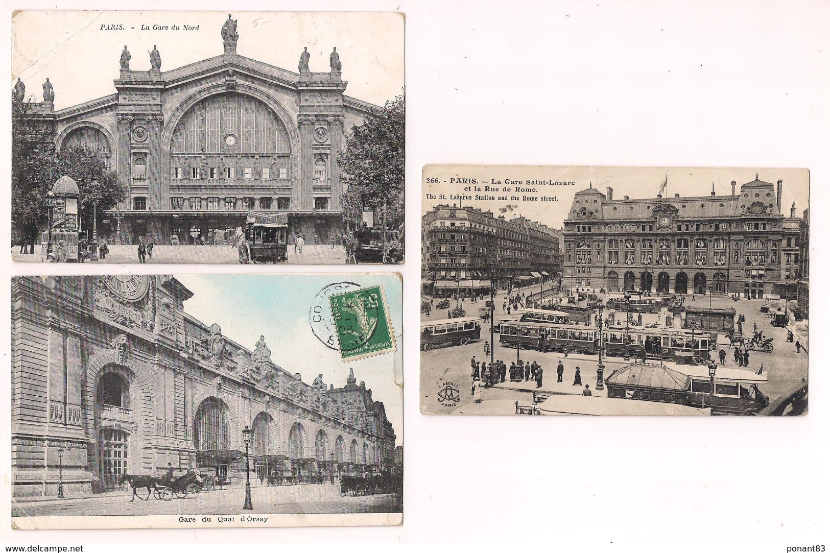 Les Gares De Paris En 1900 ; Est, Invalides, Lyon, Montparnasse, Nord, Quai D'Orsay Et Saint-Lazarre - 7 Cartes - - Métro Parisien, Gares