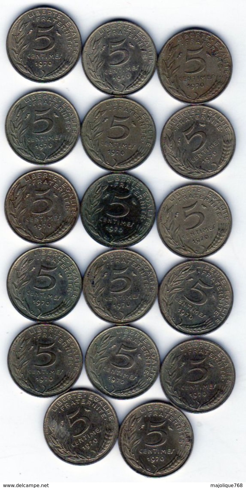 Lot De 17 Pièces De 5 Centimes De 1970 - En T B Et En T T B - Kilowaar - Munten