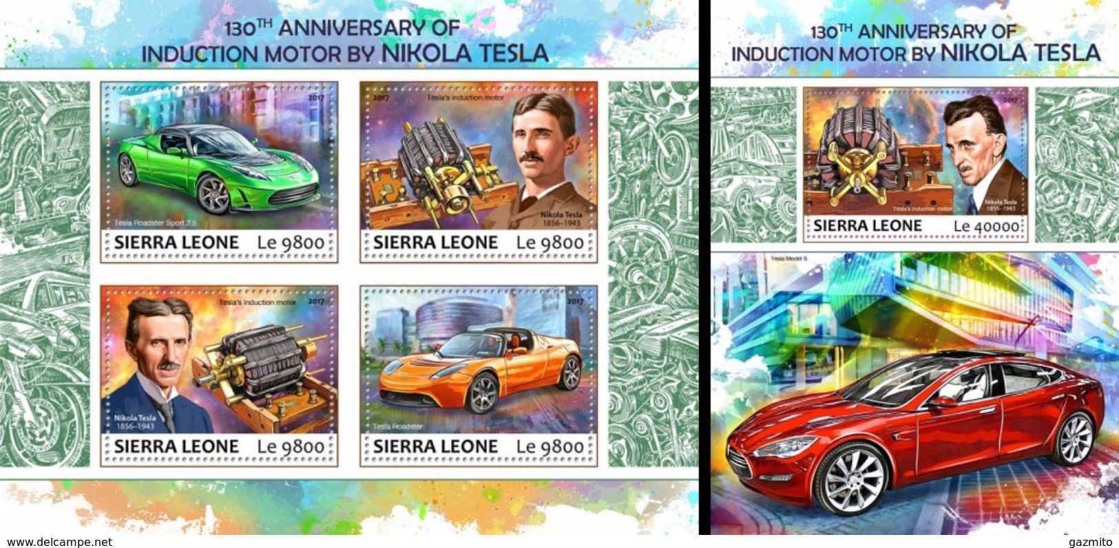 Sierra Leone 2017, Cars By Tesla, 4val In BF +BF - Sierra Leone (1961-...)