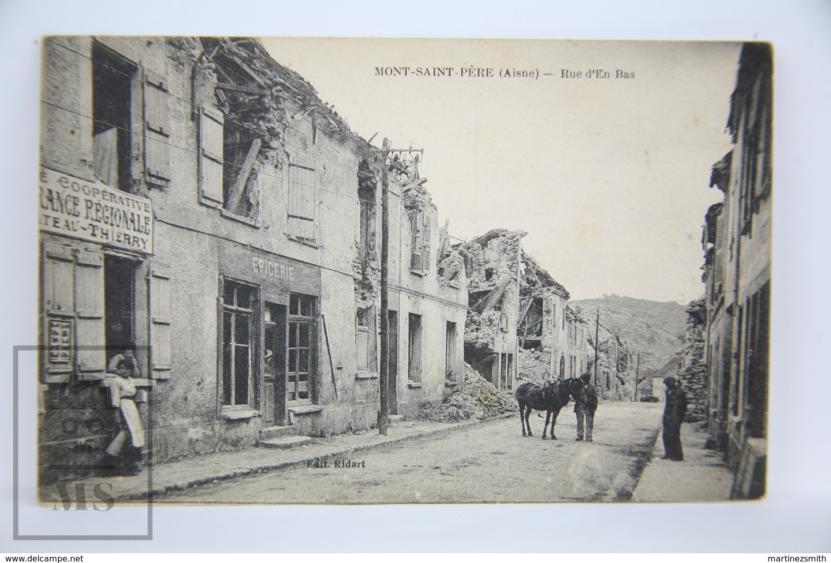 Postcard France WWI - Mont Saint Pere (Aisne) - Rue D'En Bas - Ruins - Animated - Otros & Sin Clasificación