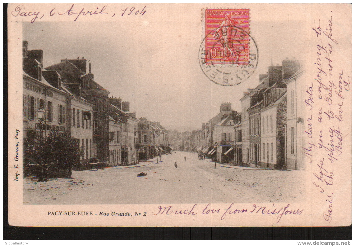 DD1892  FRANCE  PACY SUR EURE RUE DE GRANDE   POSTCARD - Pacy-sur-Eure