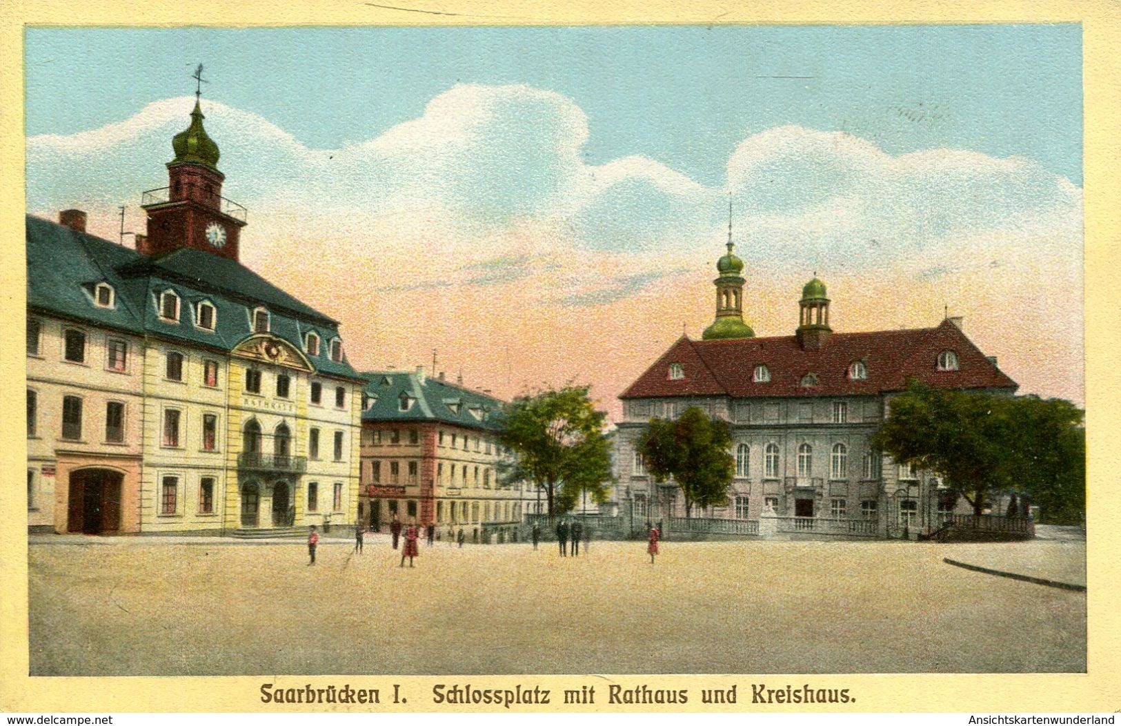 Saarbrücken - Schlossplatz Mit Rathaus Und Kreishaus (001239) - Saarbrücken