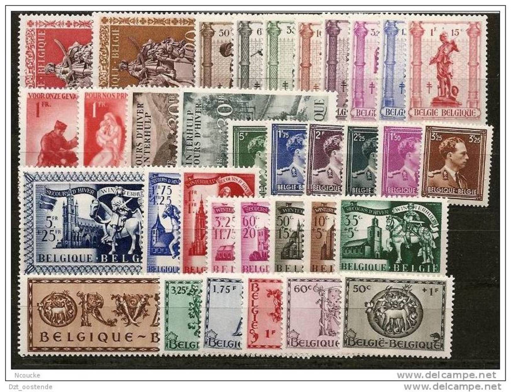 BELGIE 1943 Xx VOLLEDIG JAAR / L´ANNEE COMPLETE COB . 613/646 - 34 W/V  COTE: 57.00 EURO - Jahressätze