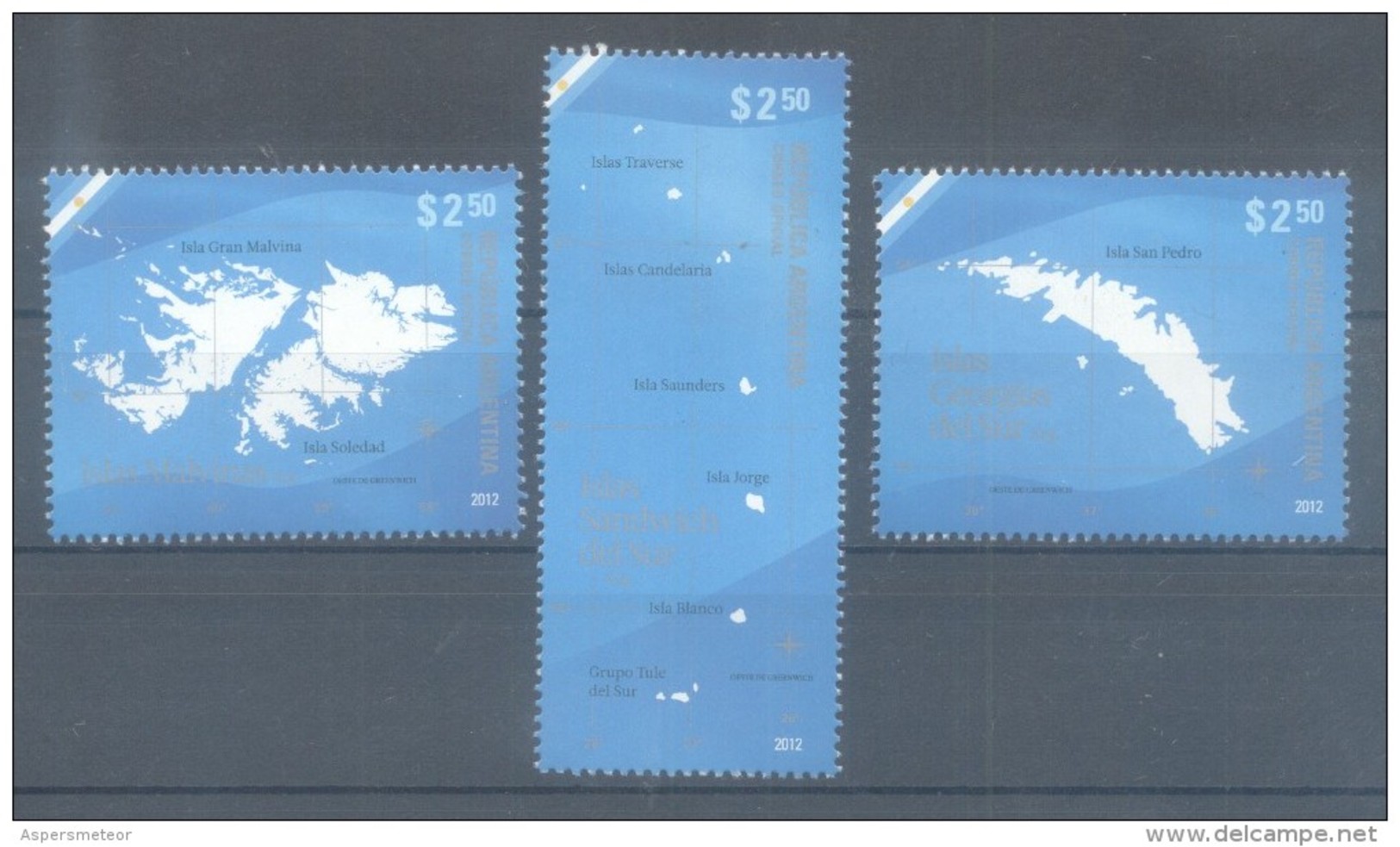 ISLAS MALVINAS, GEORGIAS DEL SUR Y SANDWICH DEL SUR REPUBLICA ARGENTINA SERIE COMPLETA AÑO 2012 COMPLETE SET TBE MNH - Falkland Islands