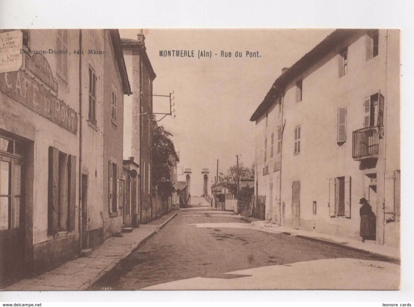 Cpa.01.Montmerle.Rue Du Pont.Café Du Pont.animé Une Femme. - Non Classés