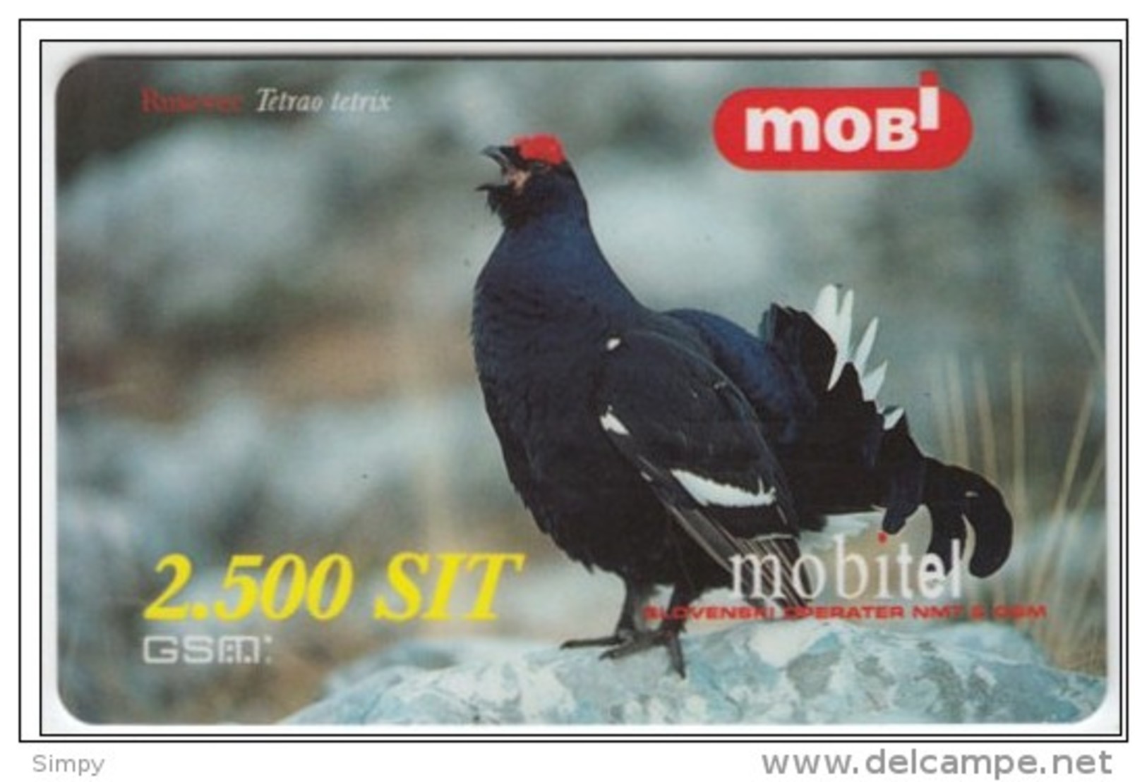 SLOVENIA  Mobil Prepaid Phonecard Black Grouse  Bird, Ru&scaron;evec Tetrao Tetrix Animals - Pájaros Cantores (Passeri)