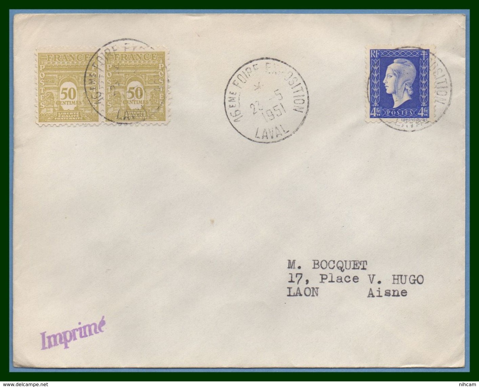 Bureau Temporaire BT Foire Exposition Laval 1951  / N° 695 + 623 Voy TB - Cachets Commémoratifs