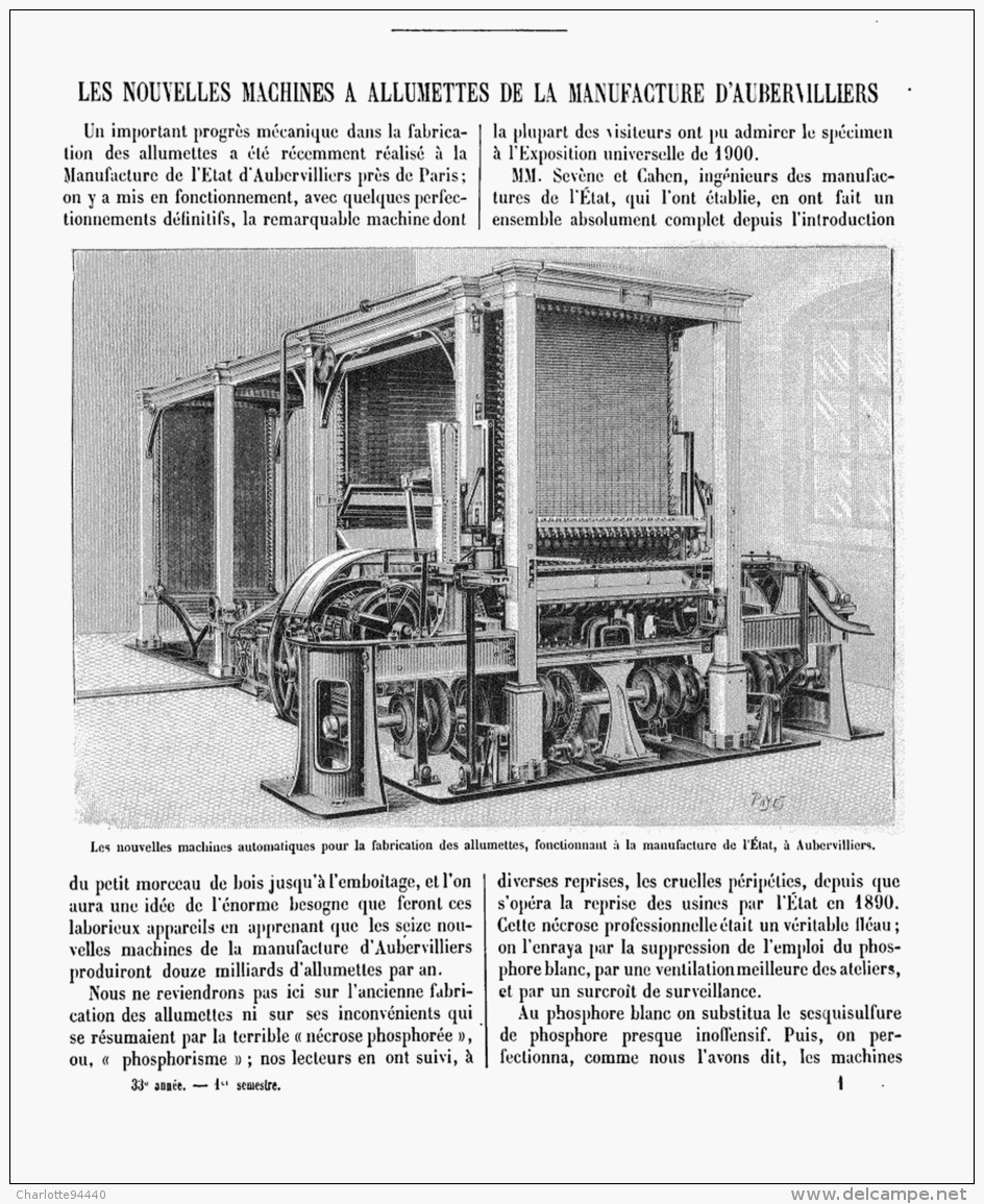 LES NOUVELLES MACHINE à ALLUMETTES De La MANUFACTURE D'AUBERVILLIERS   1904 - Autres & Non Classés