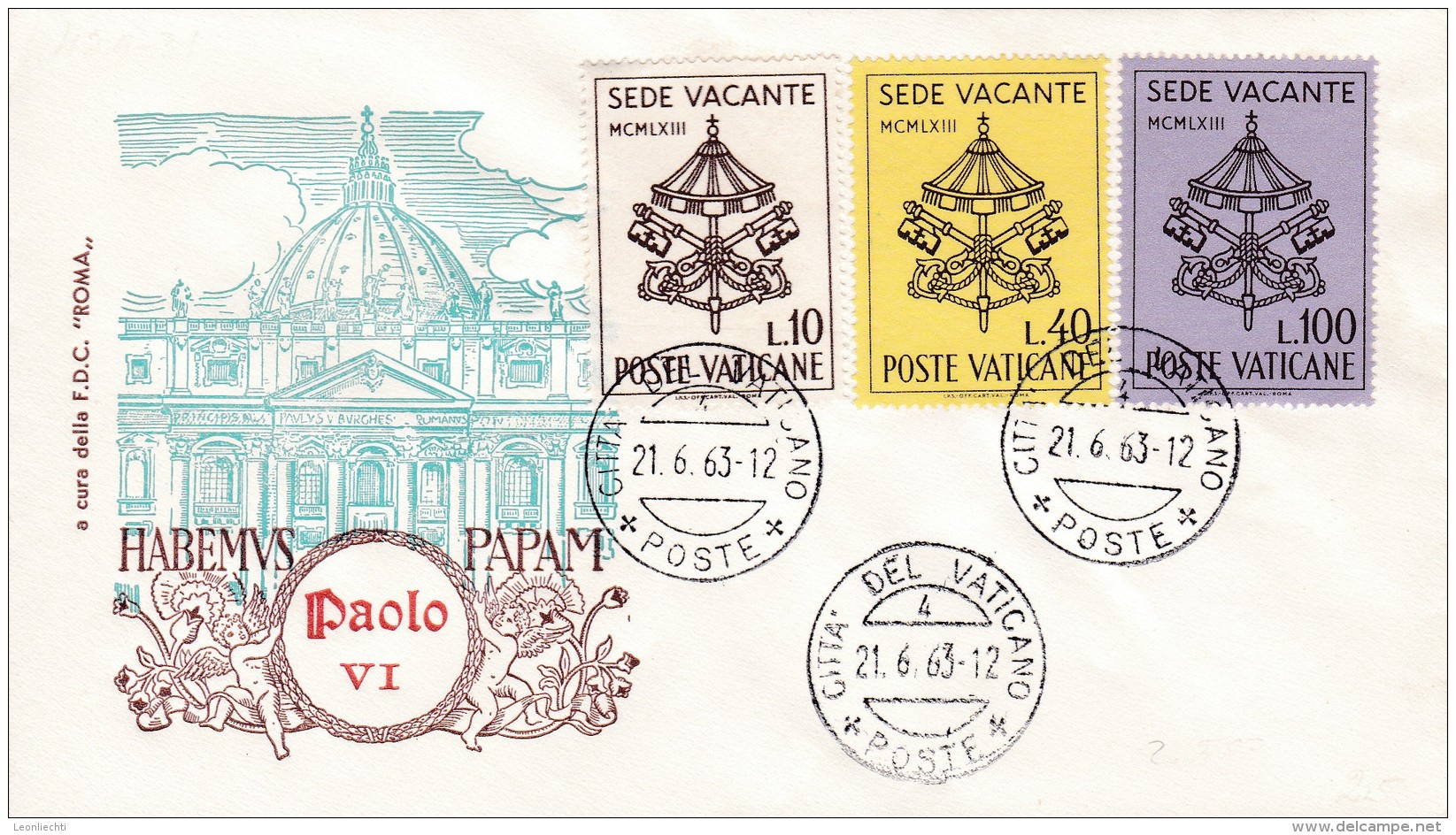 Vatikan FDC / ET 12.6.1963 Mi: 429 -  431 Sede Vacante - FDC