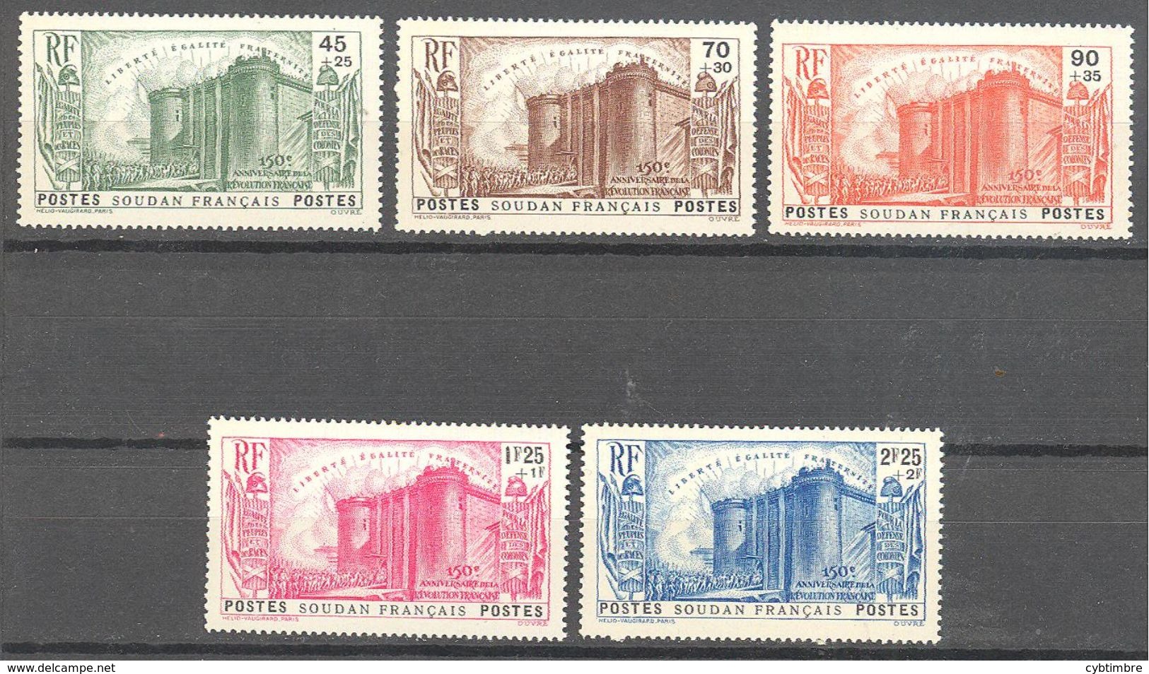 Soudan: Yvert N°105/109*; Serie Bastille; Cote 75.00&euro; - Neufs