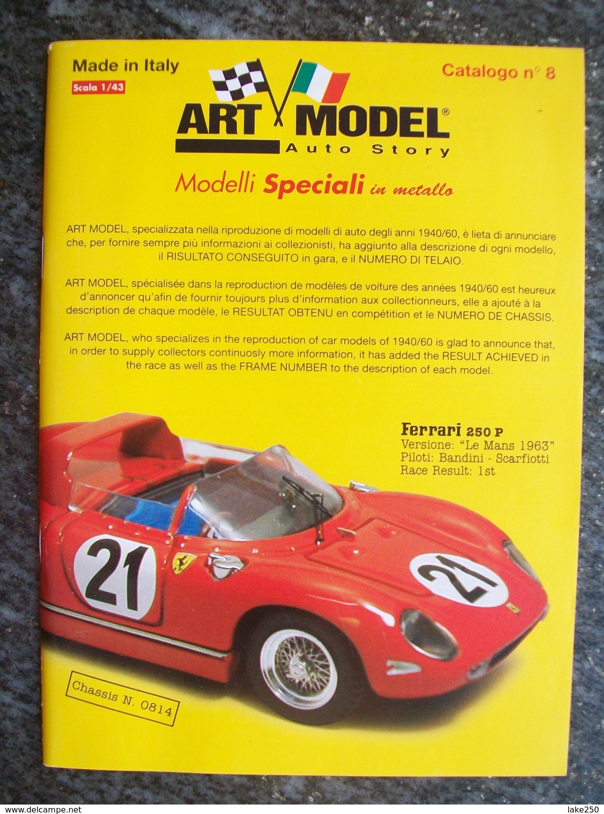 CATALOGO  N° 8  ART MODEL AUTOMODELLI IN SCALA 1/43  FERRARI  PERFETTO - Italy