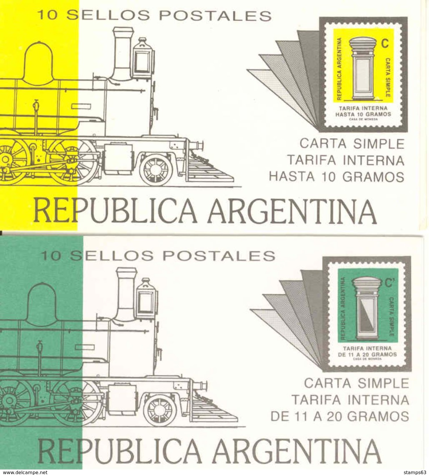 ARGENTINA Booklet 16/17, 1987 C-stamps, Train On Cover - Cuadernillos