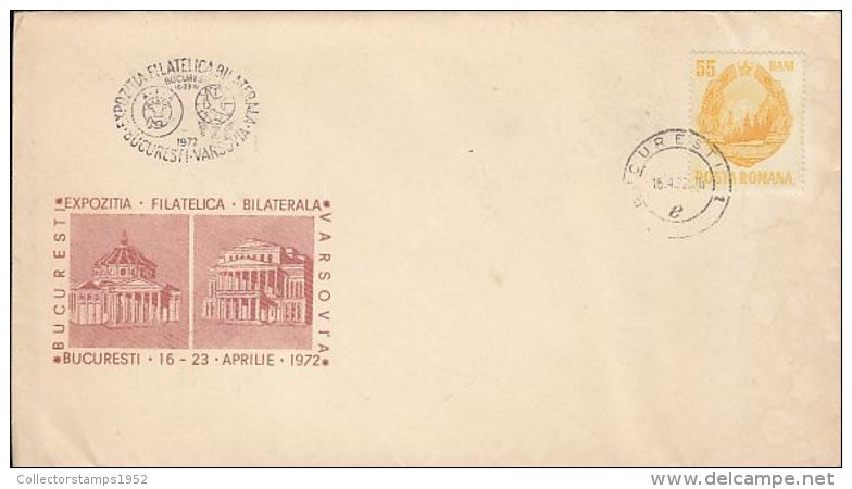 5589FM- BUCHAREST- WARSAW PHILATELIC EXHIBITION, SPECIAL COVER, 1972, ROMANIA - Lettres & Documents