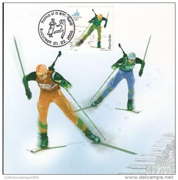 5648FM- TORINO'06, WINTER OLYMPIC GAMES, BIATHLON, MAXIMUM CARD, OBLIT FDC, 2006, ROMANIA - Winter 2006: Turin