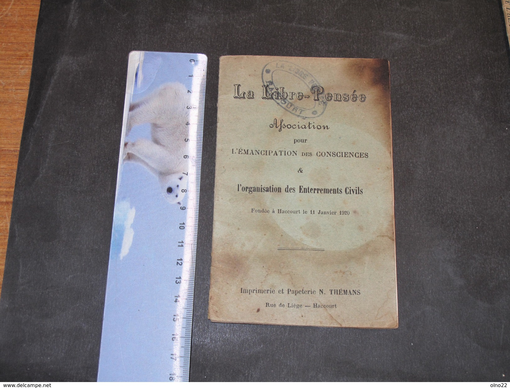 LA LIBRE PENSEE-'EMANCIPATION DES CONSCIENCES ET ORGANISATION DES ENTERREMENTS CIVILS.DEFROIDMONT Mariette HACCOURT 1920 - Autres & Non Classés