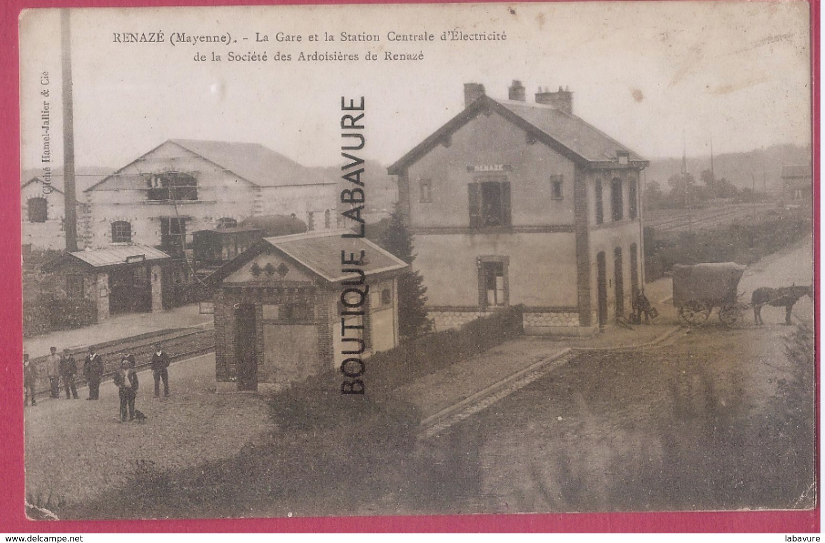 53 - RENAZE--La Gare Et La Station Centrale D'Electricité De La Société Des Ardoisieres De Renaze--animé - Autres & Non Classés