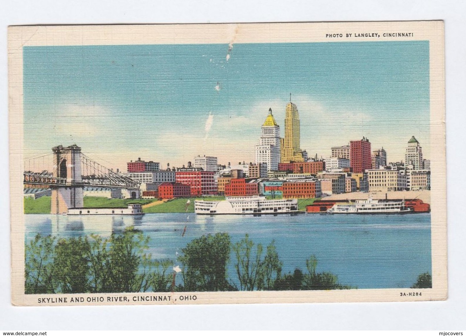 1937 USA Stamps COVER (Postcard  CINCINNATI SKYLINE & OHIO RIVER) To Germany - Covers & Documents