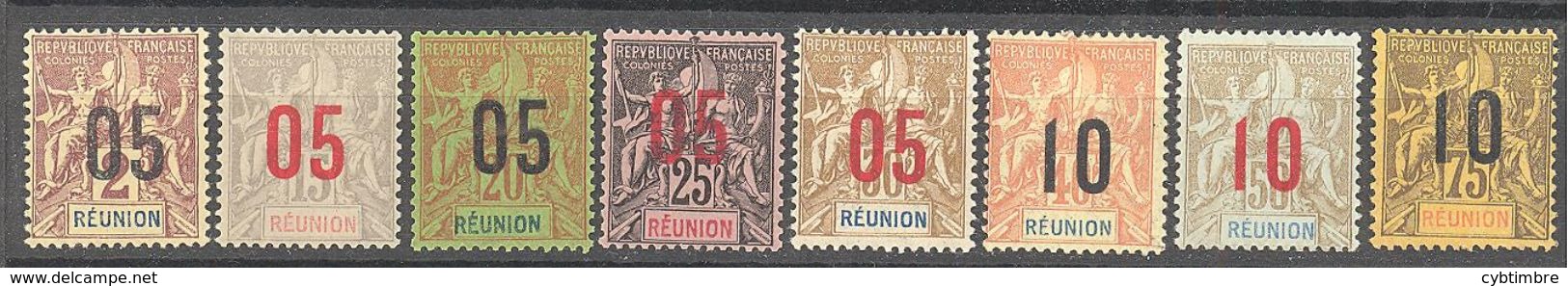 Reunion:  Yvert N° 72/79*; Cote 27.50&euro; - Neufs