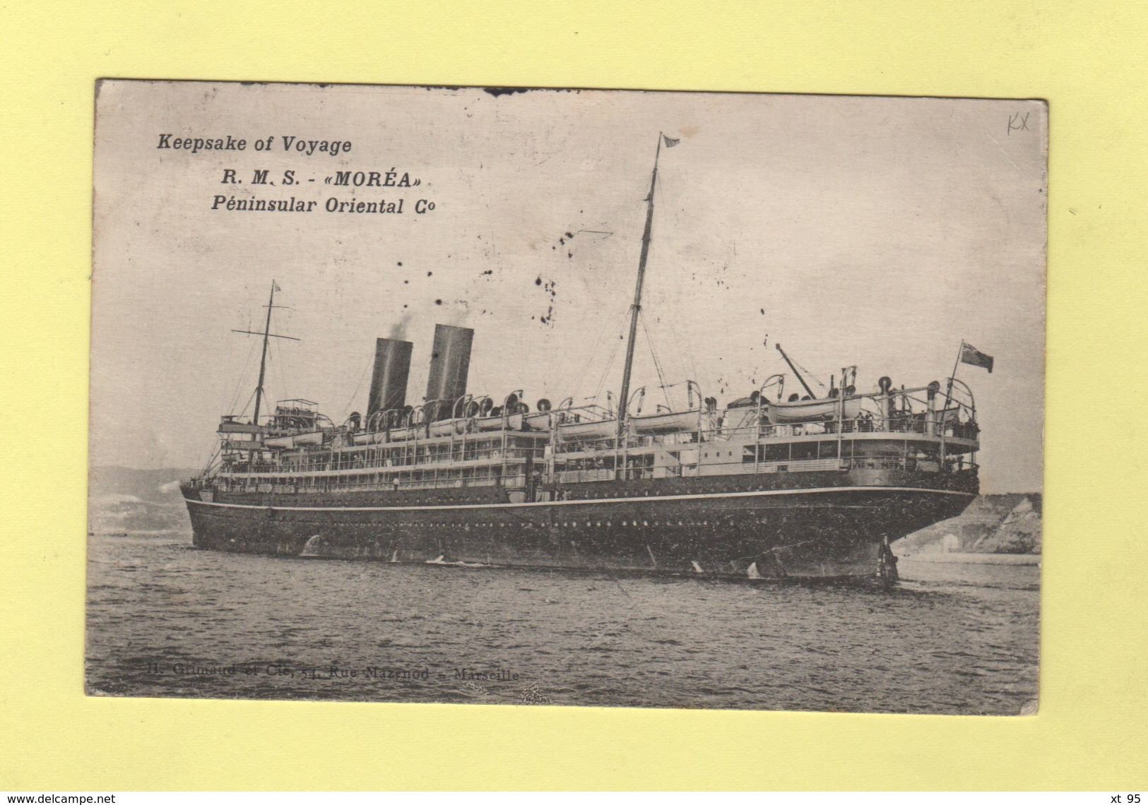 Marseille Paquebot Sur Timbre Anglais - 20-12-1912 - Carte RMS Morea - Poste Maritime