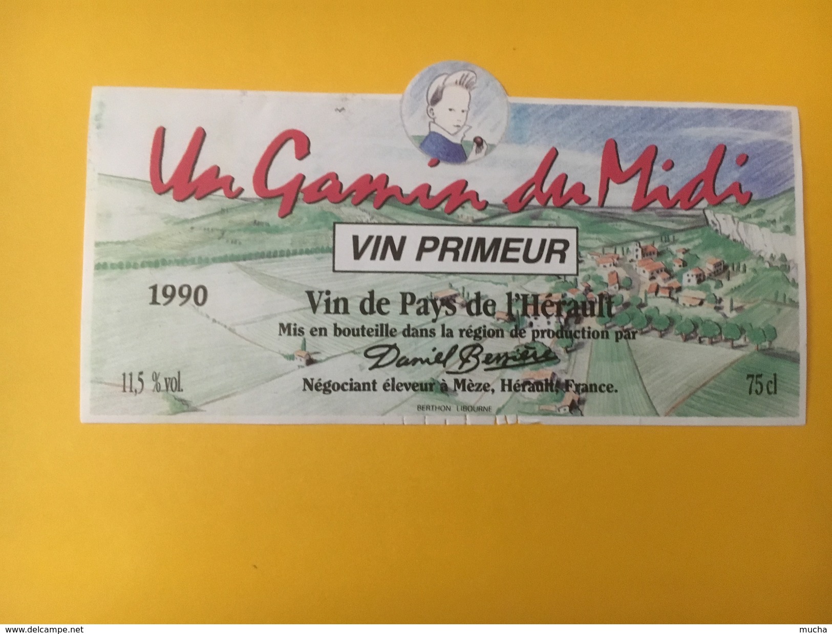 4866 - Un Gamin Du Midi Vin Primeur 1990 Vin De Pays De L'Hérault - Languedoc-Roussillon