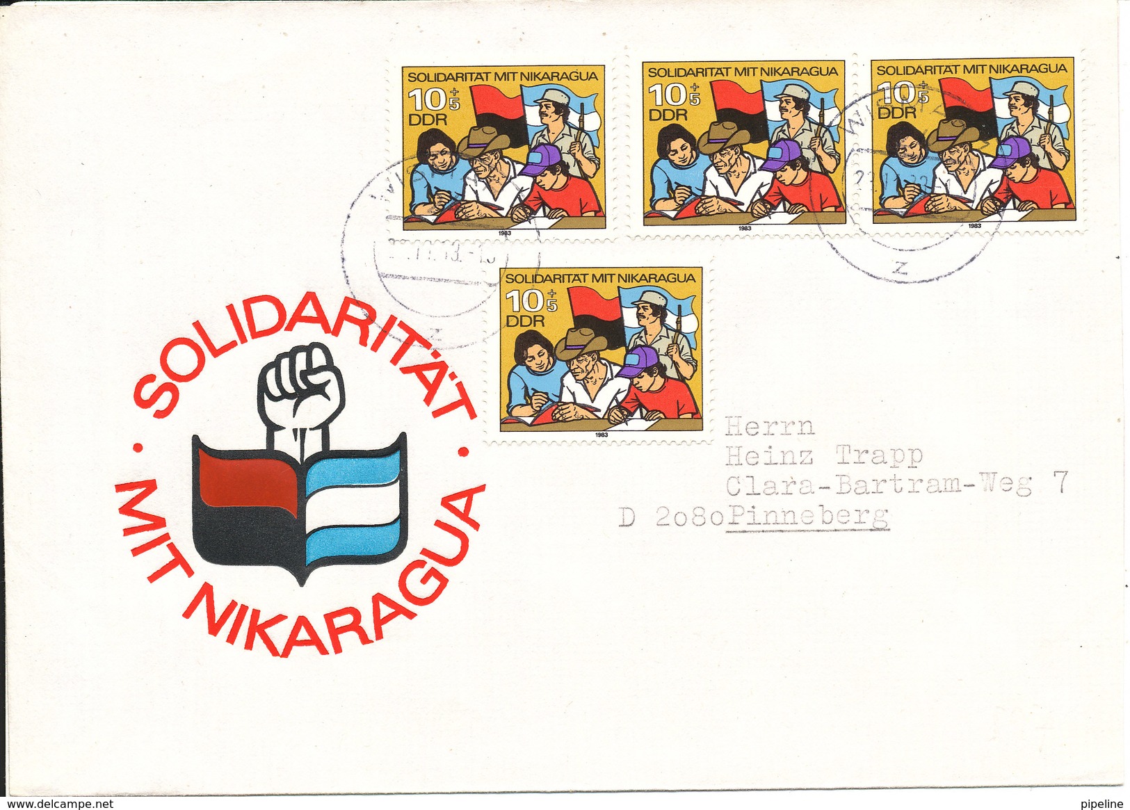 Germany DDR Cover With 4 Stamps Solidarität Mit Nikaragua Nicaragua - Autres & Non Classés