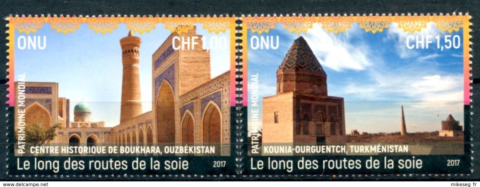 ONU Genève 2017 - Patrimoine Mondial Unesco "Les Routes De La Soie" 2 Timbres Détachés De Feuilles ** - Neufs