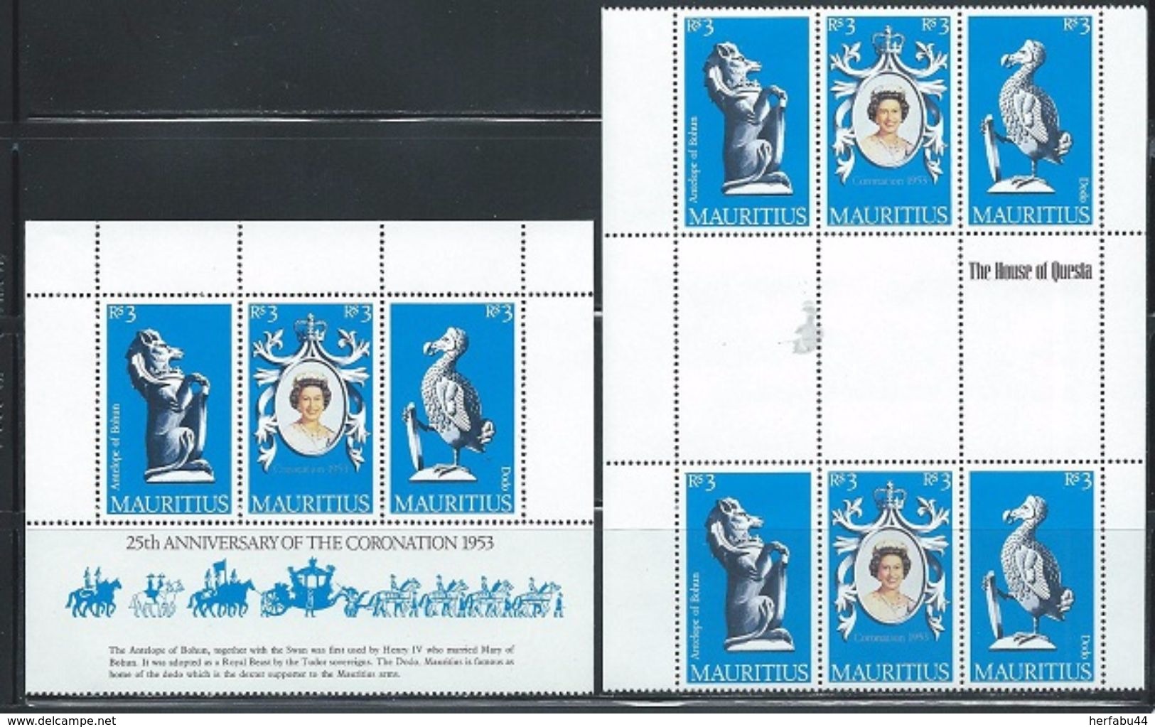 Mauritius      "Coronation"  4 Sheets   SC# 464   MNH - Mauritius (1968-...)