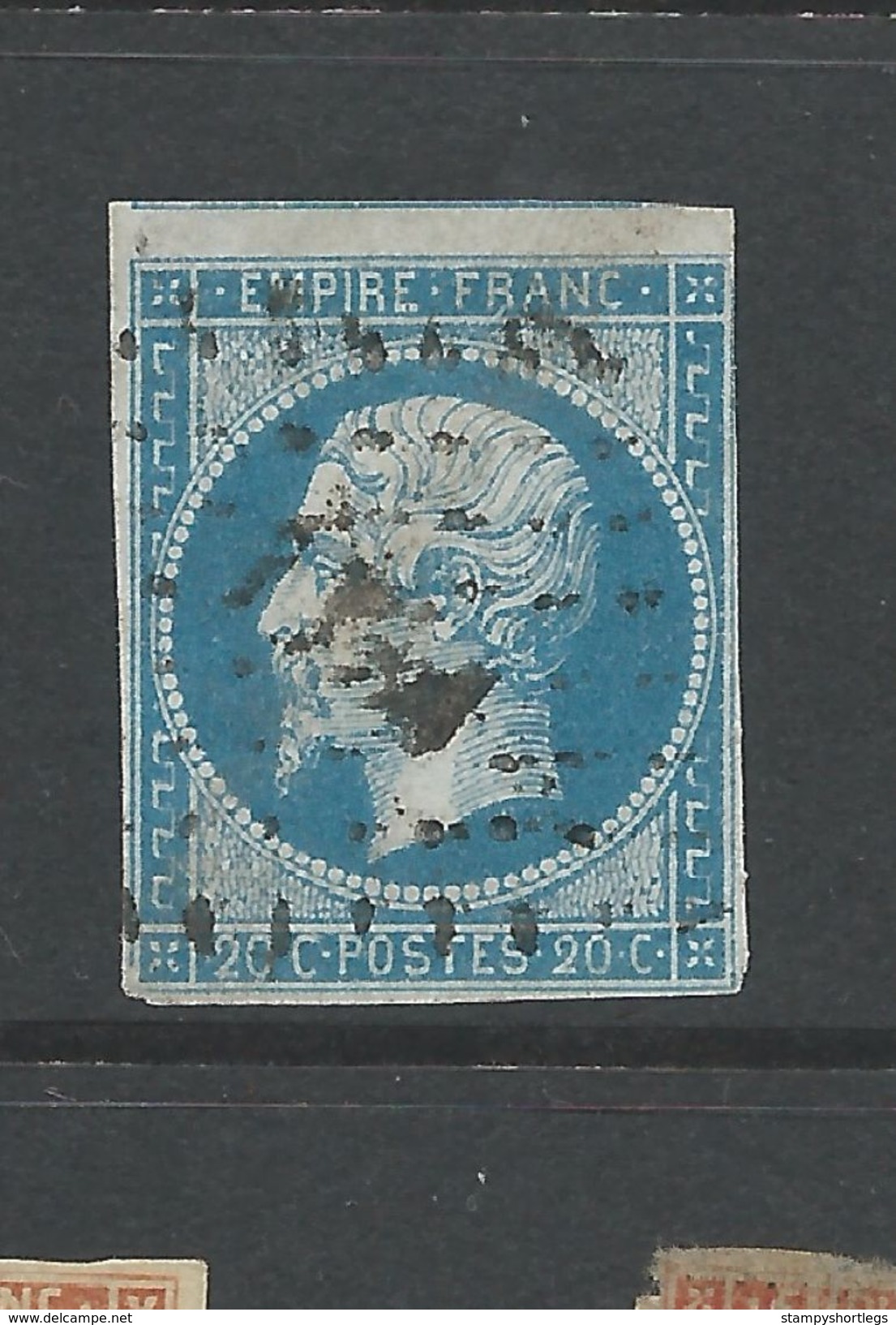 France 1853 Napoleon 20 Cent  Blue   Good Used - 1853-1860 Napoléon III