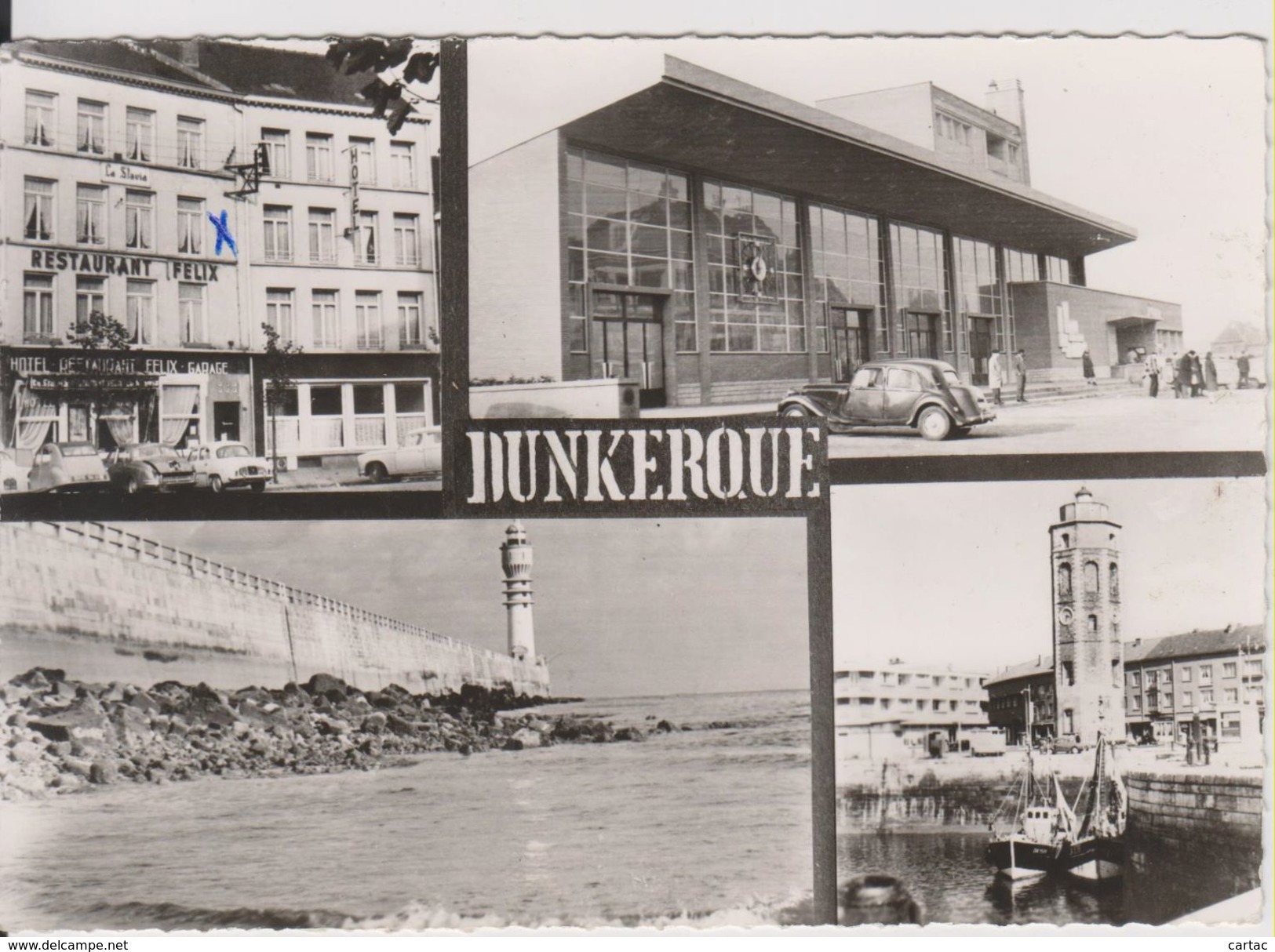 D59 - DUNKERQUE - L'HOTEL RESTAURANT FELIX-LA GARE-LA JETEE OUEST-LA CALE DES PECHEURS- MULTIVUES-CPSM Grand Format - Dunkerque