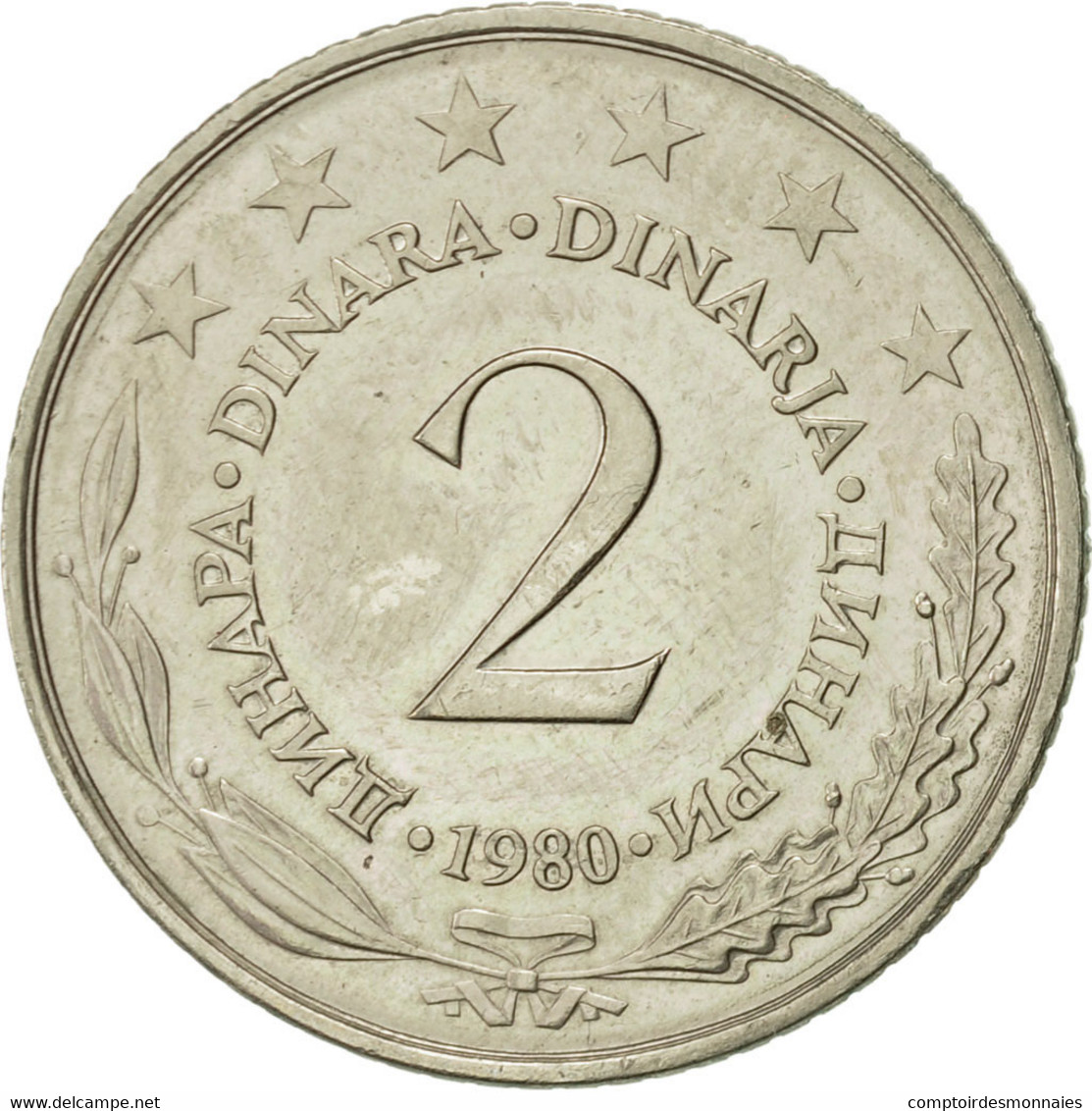 Monnaie, Yougoslavie, 2 Dinara, 1980, SUP, Copper-Nickel-Zinc, KM:57 - Joegoslavië