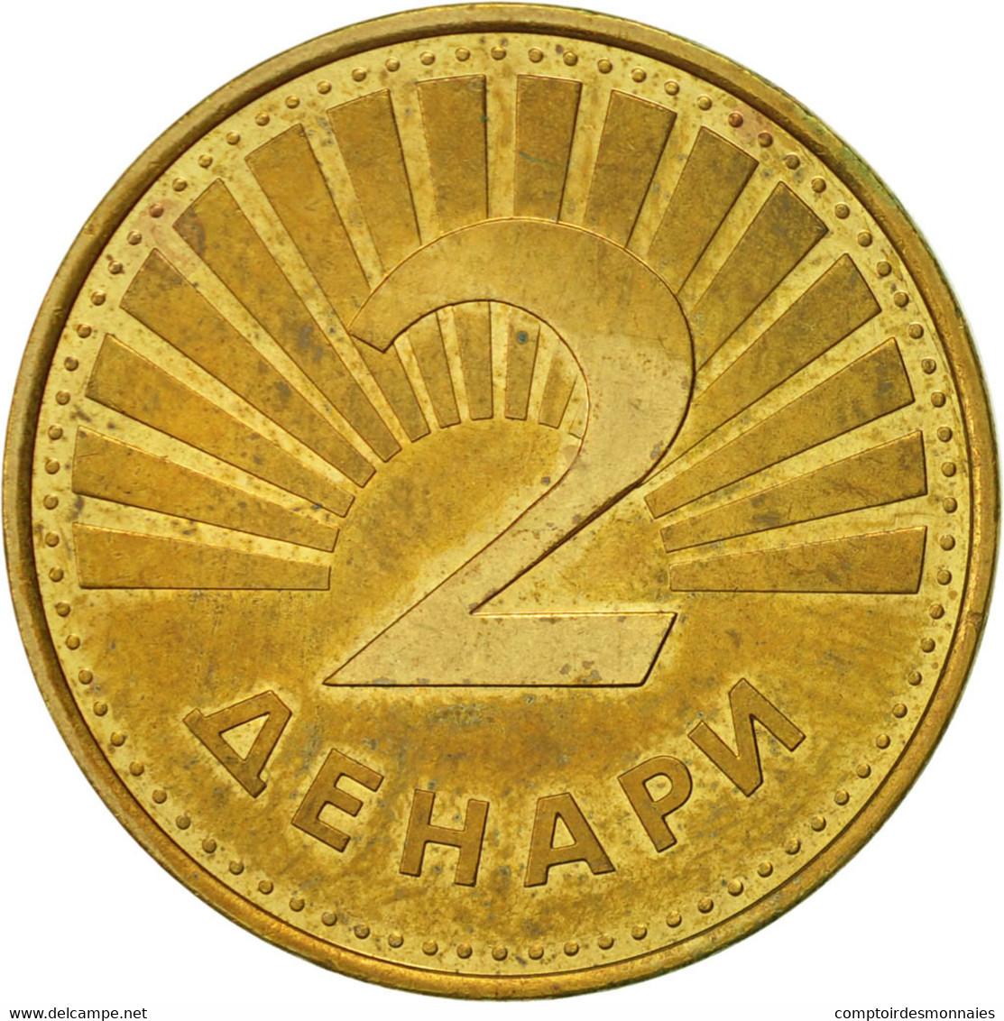 Monnaie, Macédoine, 2 Denari, 2001, TTB, Laiton, KM:3 - North Macedonia