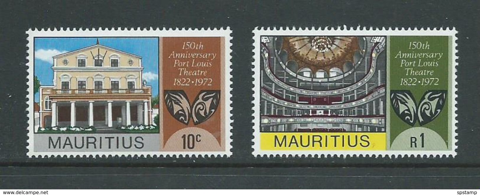 Mauritius 1972 Port Louis Theatre Anniversary Set 2 MNH - Mauritius (1968-...)