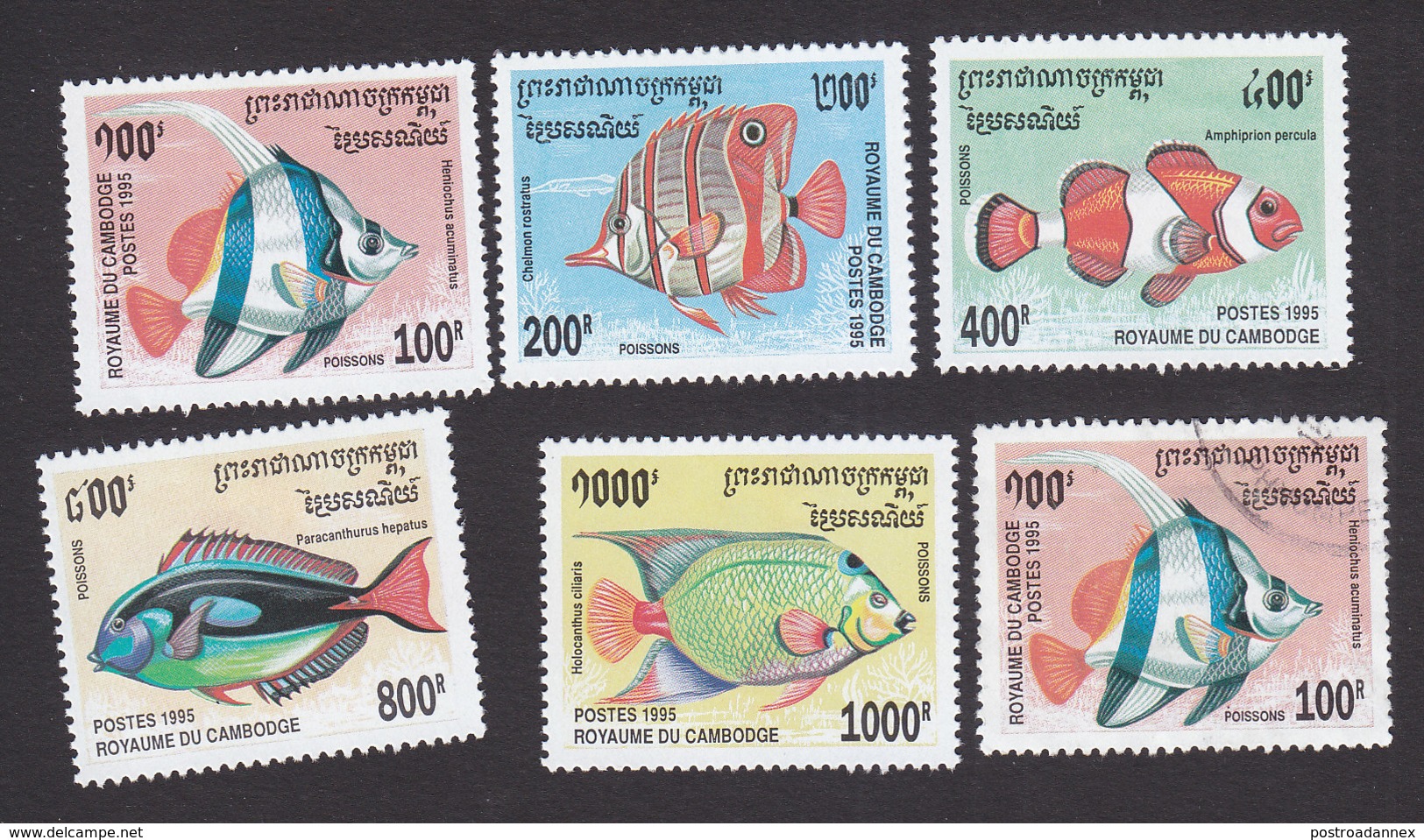 Cambodia, Scott #1466-1470, Mint Hinged, Fish, Issued 1995 - Cambodia