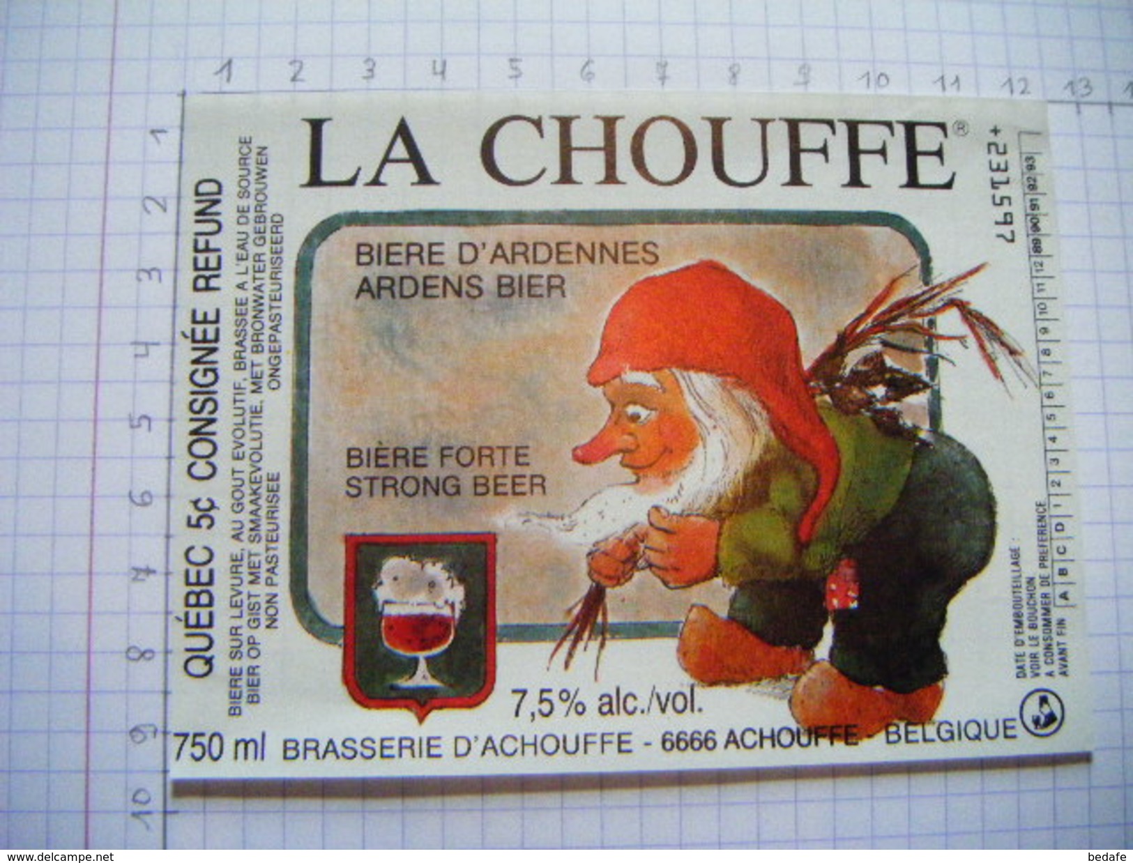 Étiquette LA  CHOUFFE  BRASSERIE D' ACHOUFFE - 9 - Beer