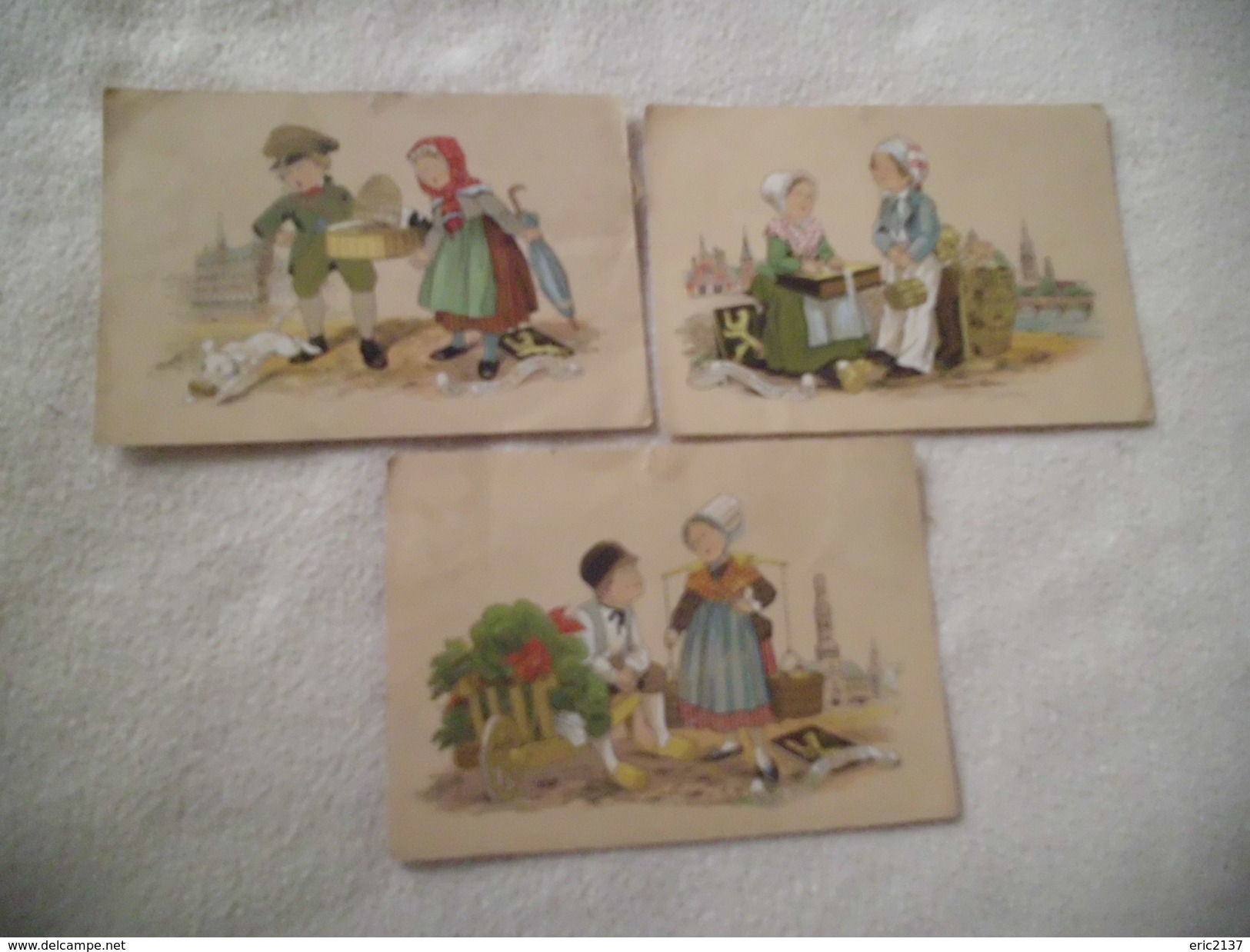 3 CARTES ILLUSTRATIONS ..LES PETIERS METIERS ..(qq Defauts) - 5 - 99 Cartes