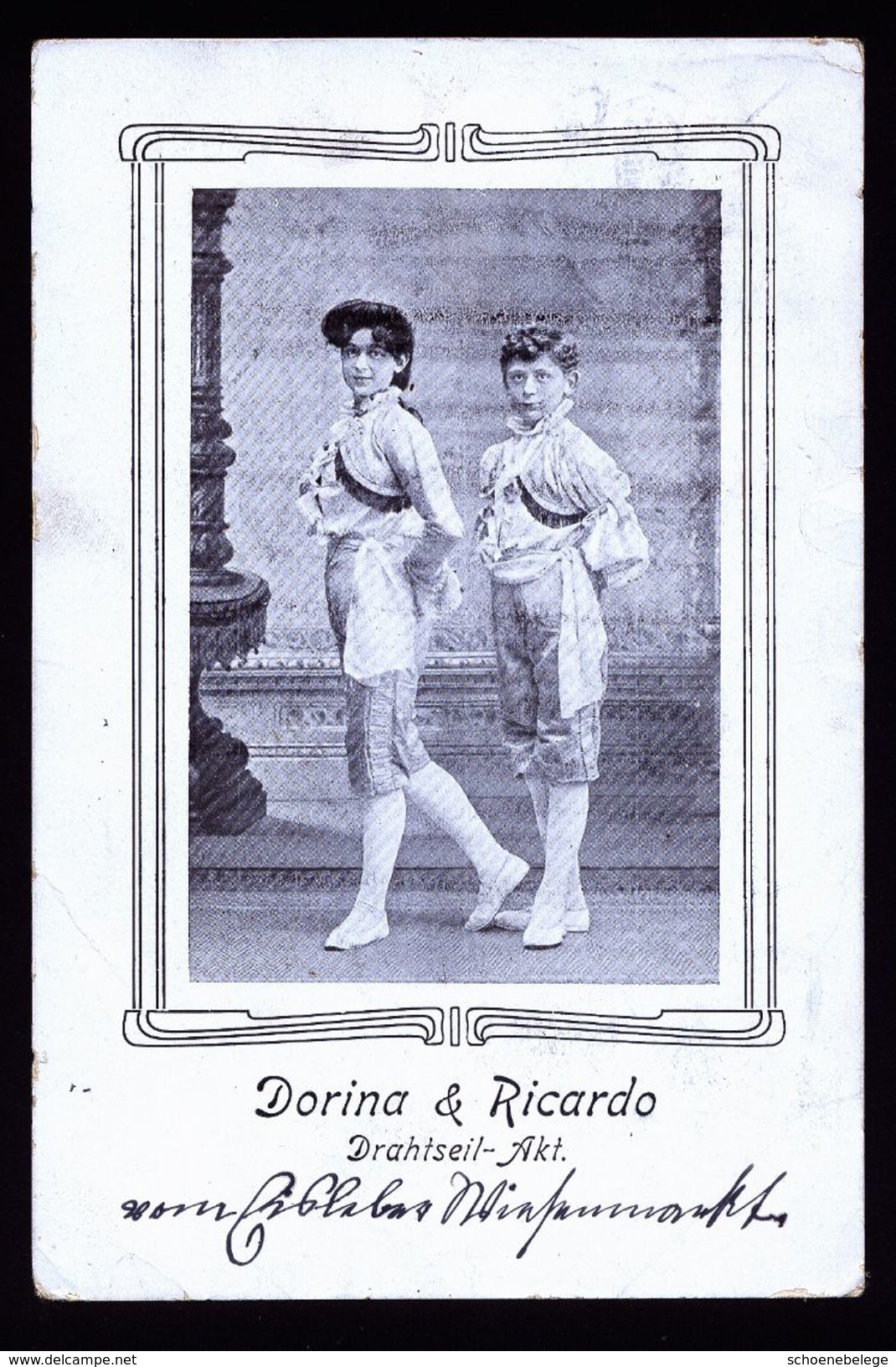 A4838) Ansichtskarte Dorina & Ricardo Drahtseil-Akt 4.10.1907 - Zirkus