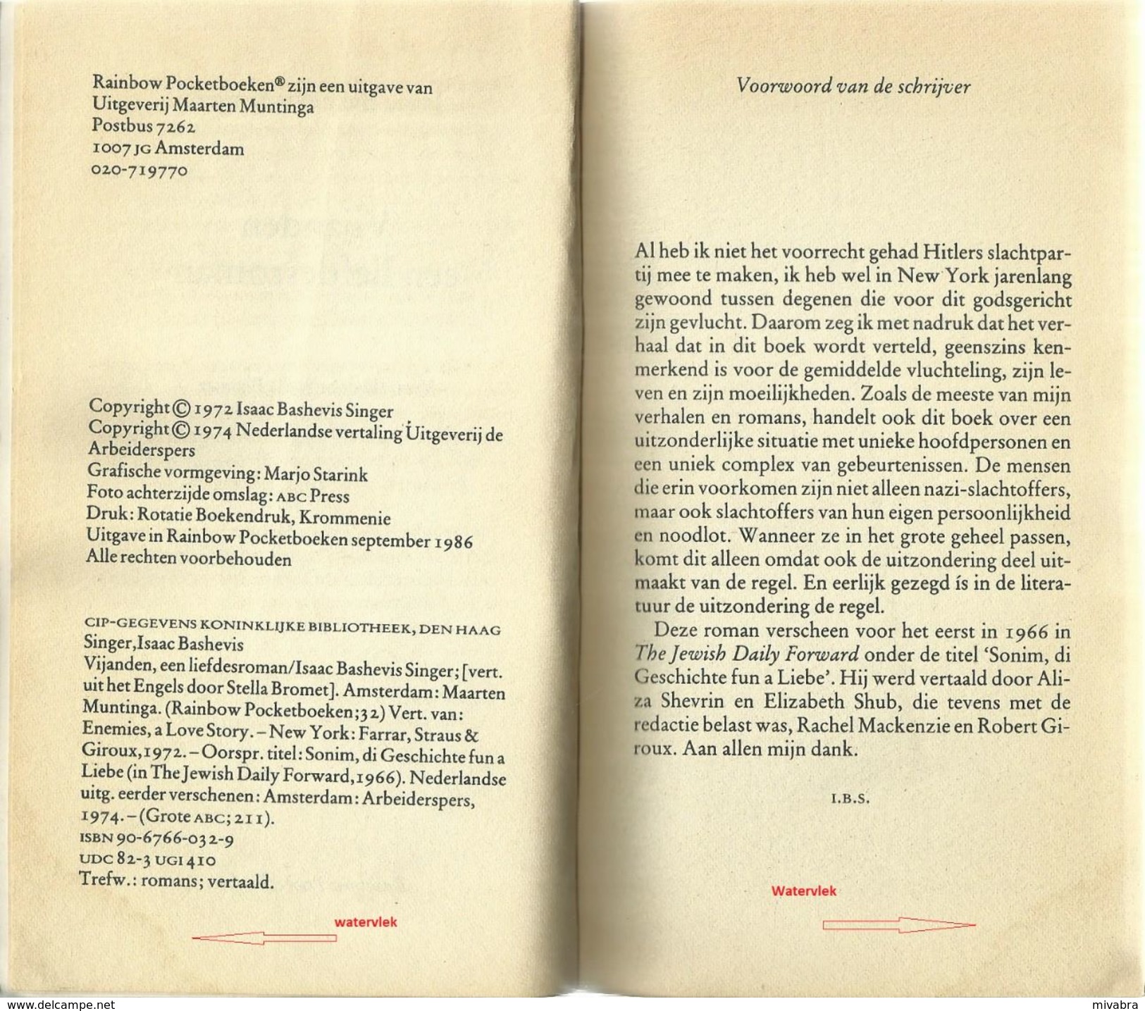 VIJANDEN , EEN LIEFDESROMAN - ISAAC BASHEVIS SINGER ( NOBELPRIJS LITERATUUR 1978 ) - RAINBOW POCKET 32 - Belletristik