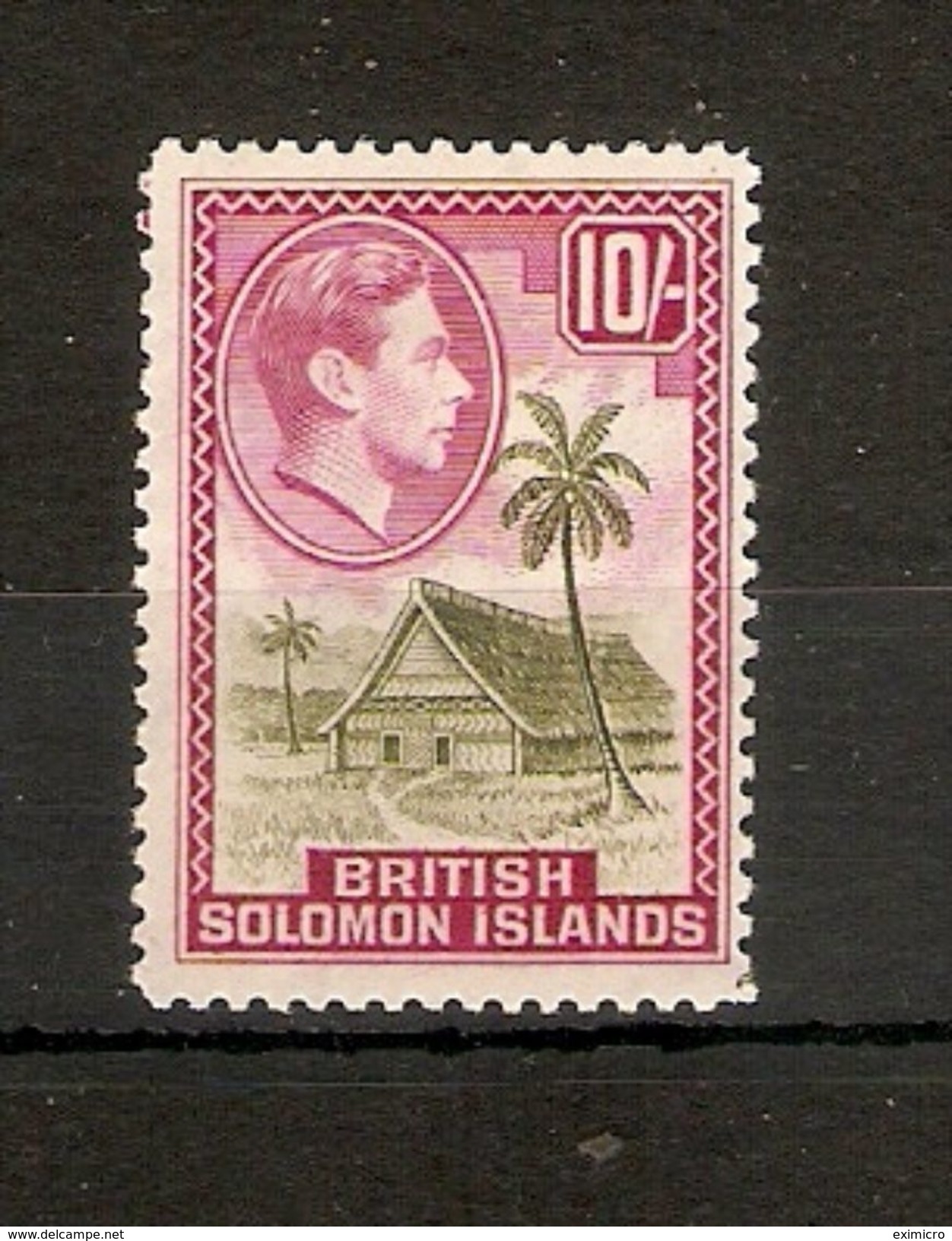 BRITISH SOLOMON ISLANDS 1942 10s SG 72 MOUNTED MINT Cat £4 - British Solomon Islands (...-1978)