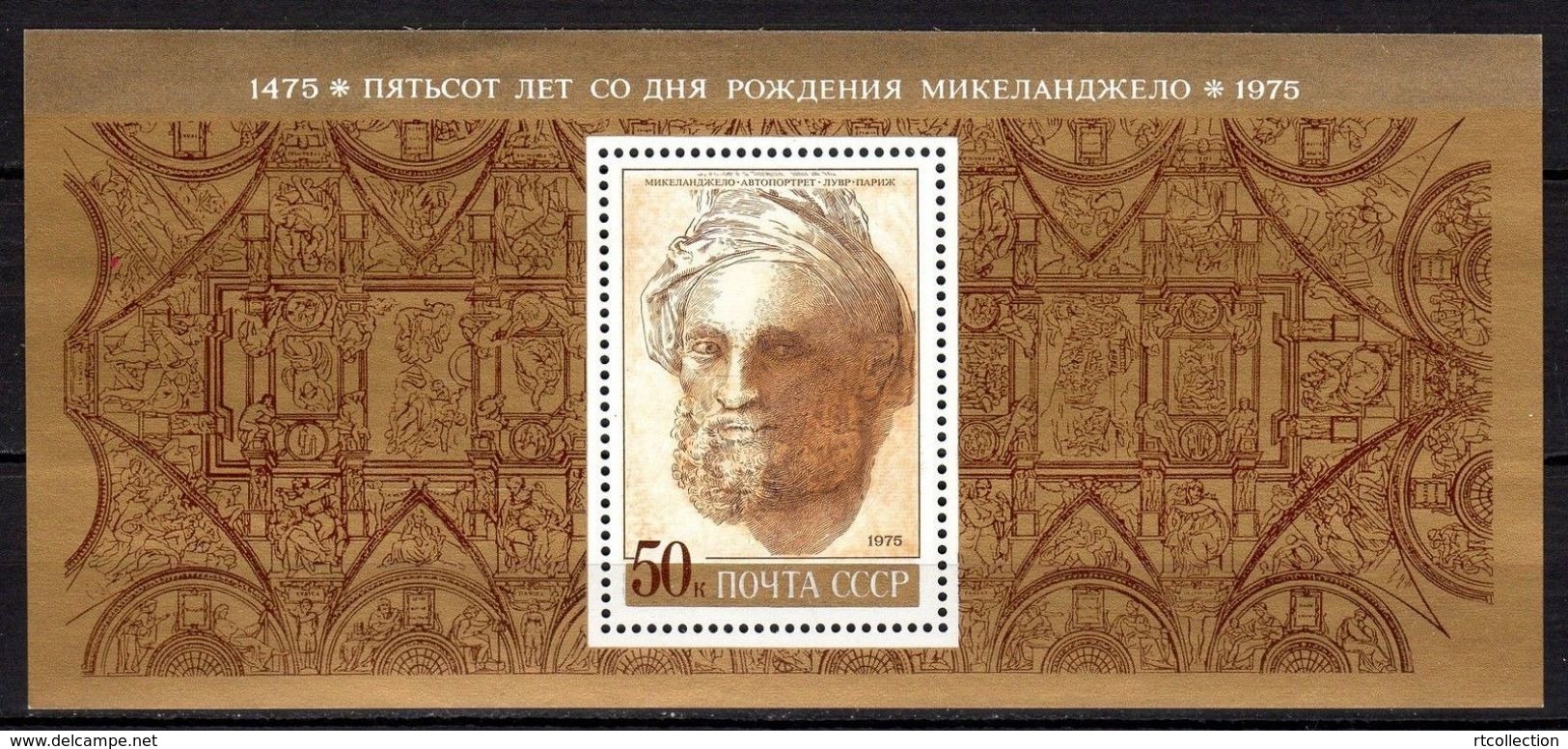 USSR Russia 1975 Michelangelo 500th Birth Anni ART Artist Portrait People Paiting S/S Stamp MNH Michel Bl.101 Sc 4302 - Colecciones