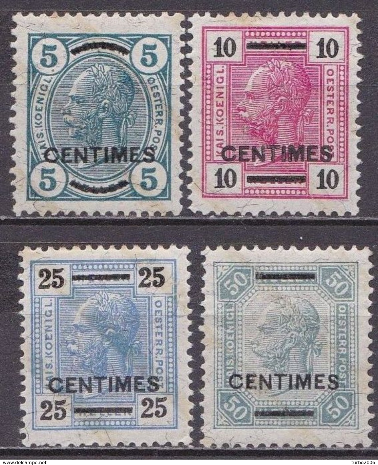 CRETE 1904-05 Austrian Office Black Overprint With Shiny Lines Complete MH Set Vl. 8 / 11 MH - Kreta