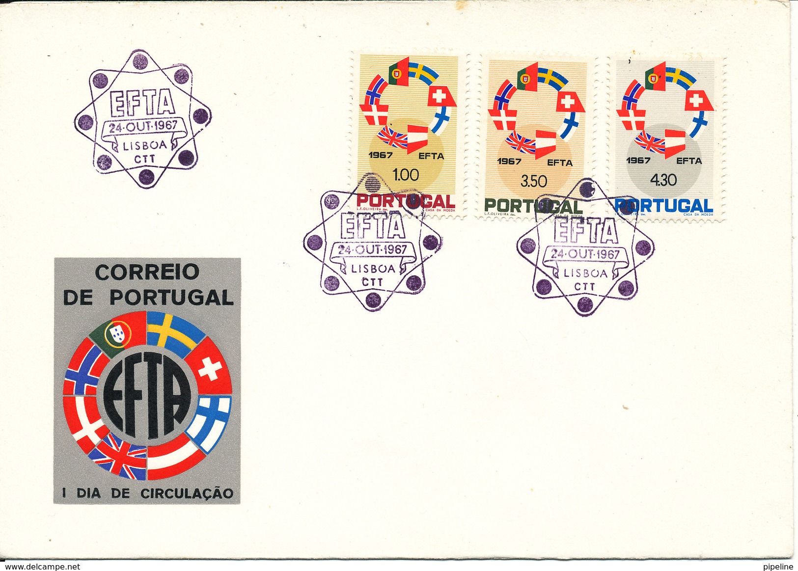 Portugal FDC EFTA Complete With Cachet 214-10-1967 - FDC