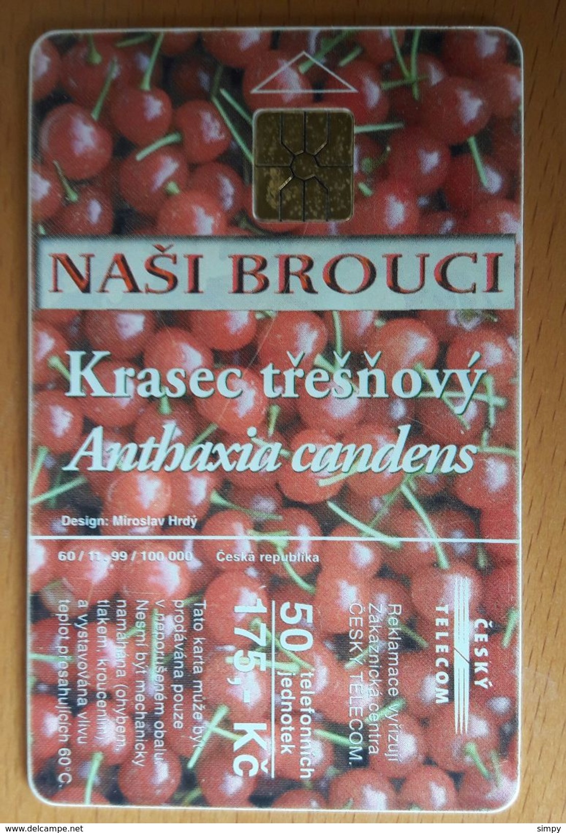 Czech Republic Phonecard With Chip Bugs Insects Cherry - Lieveheersbeestjes