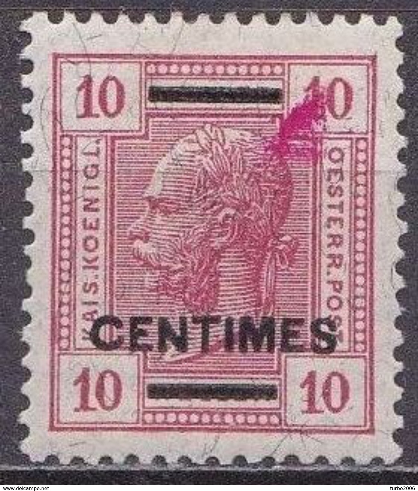 CRETE 1906-07 Austrian Office Stamps Of 1906 With Black Overprint 10 Centimes / 10 H Rose  Vl.15 MH - Kreta