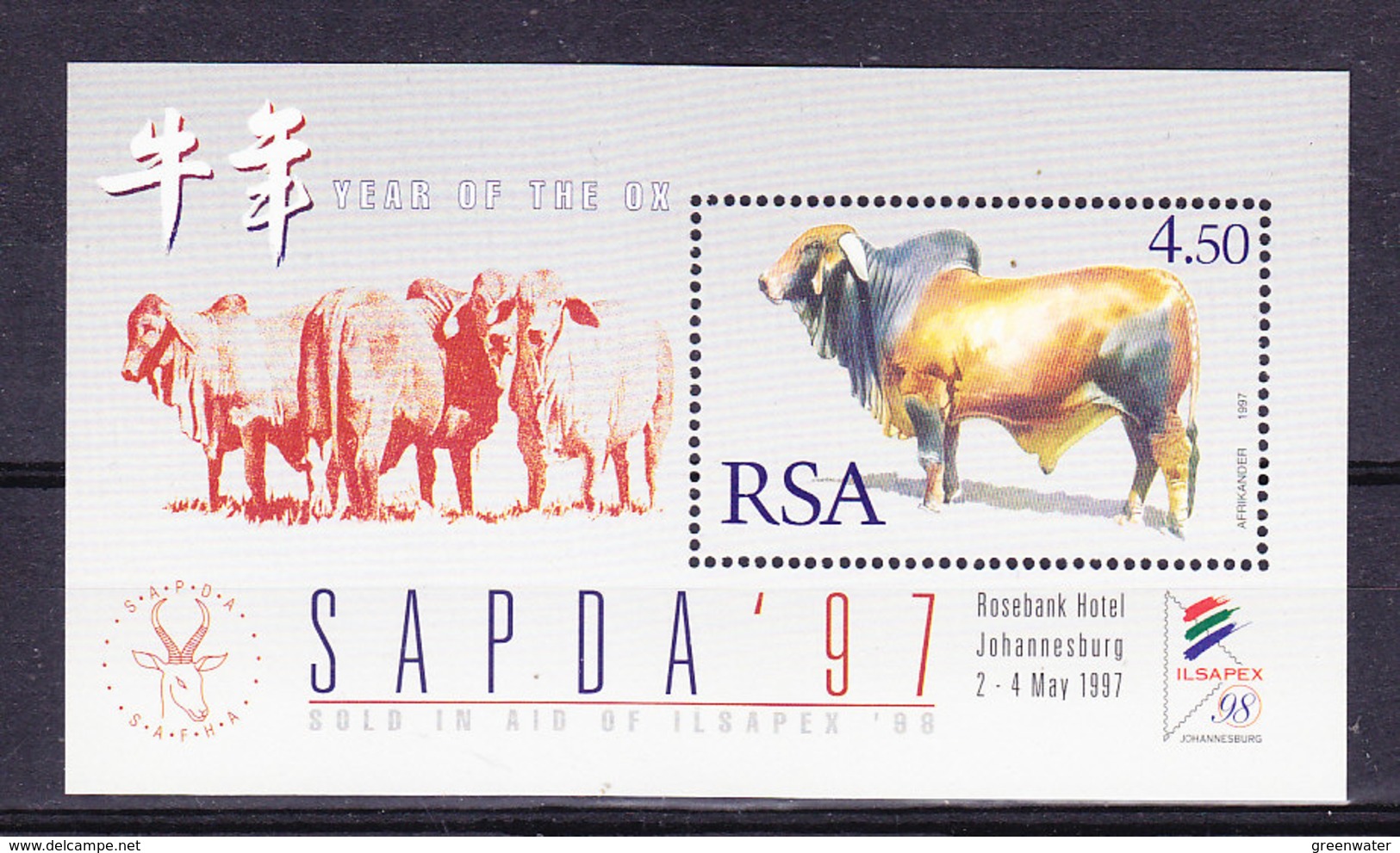 South Africa 1997 Sapda "Afrikander" M/s ** Mnh (36677D) - Blokken & Velletjes