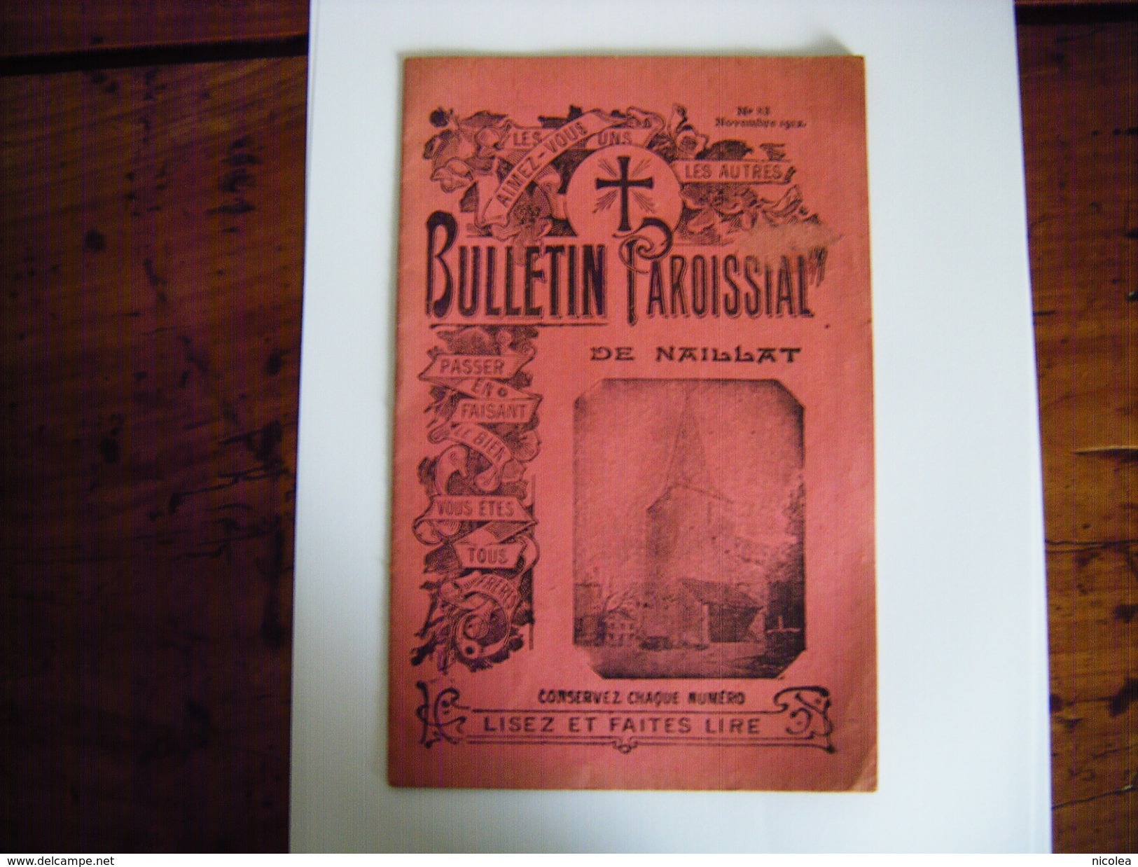 23 - CREUSE- NAILLAT - BULLETIN PAROISSIAL NOVEMBRE 1912 - Limousin